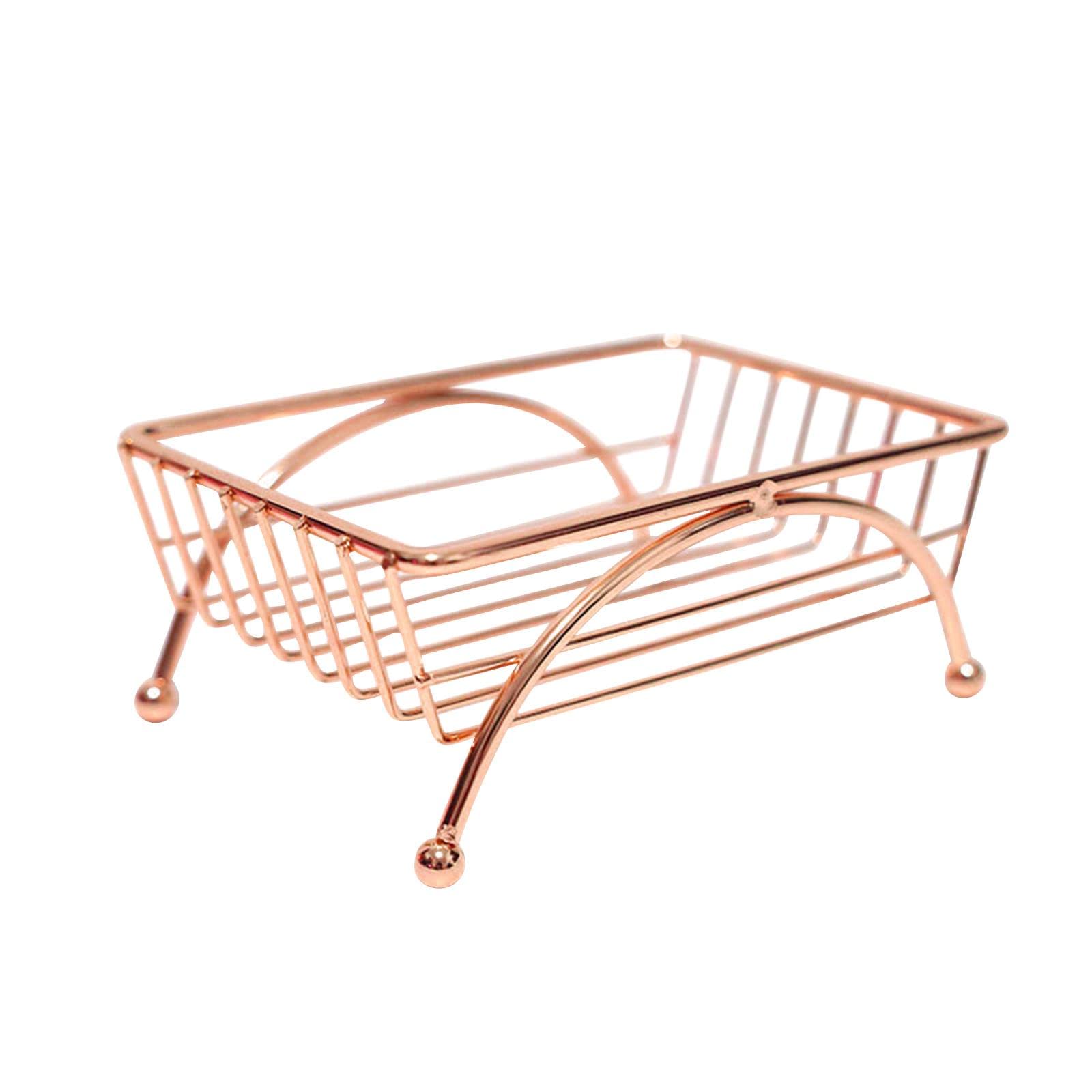 Milageto Self Draining Soap Dish Holder - Premium Soap Container with Drain Holes, Soap Storage Rack & Tray for Bathroom, Kitchen Sink, Shower, Hotel - Pink & Gold (Perfect for Keeping Countertops Dry & Organized)