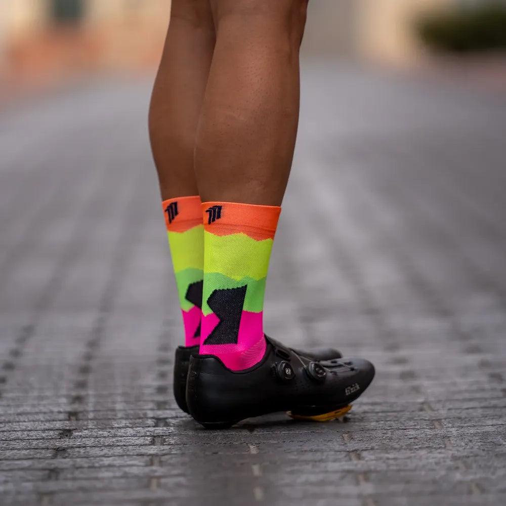 Premium Sporcks Alsace Fluor Cycling Socks - Breathable & Cushioned for Road & Mountain Biking - Perfect for Cycling Enthusiasts & Outdoor Sports