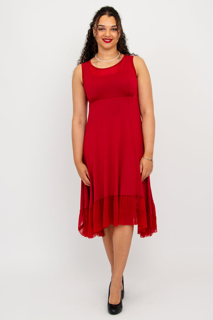 Danube Women's Dress - Red Lipstick Print, Soft Bamboo Fabric - Perfect for Casual Outings, Parties & Summer Wear