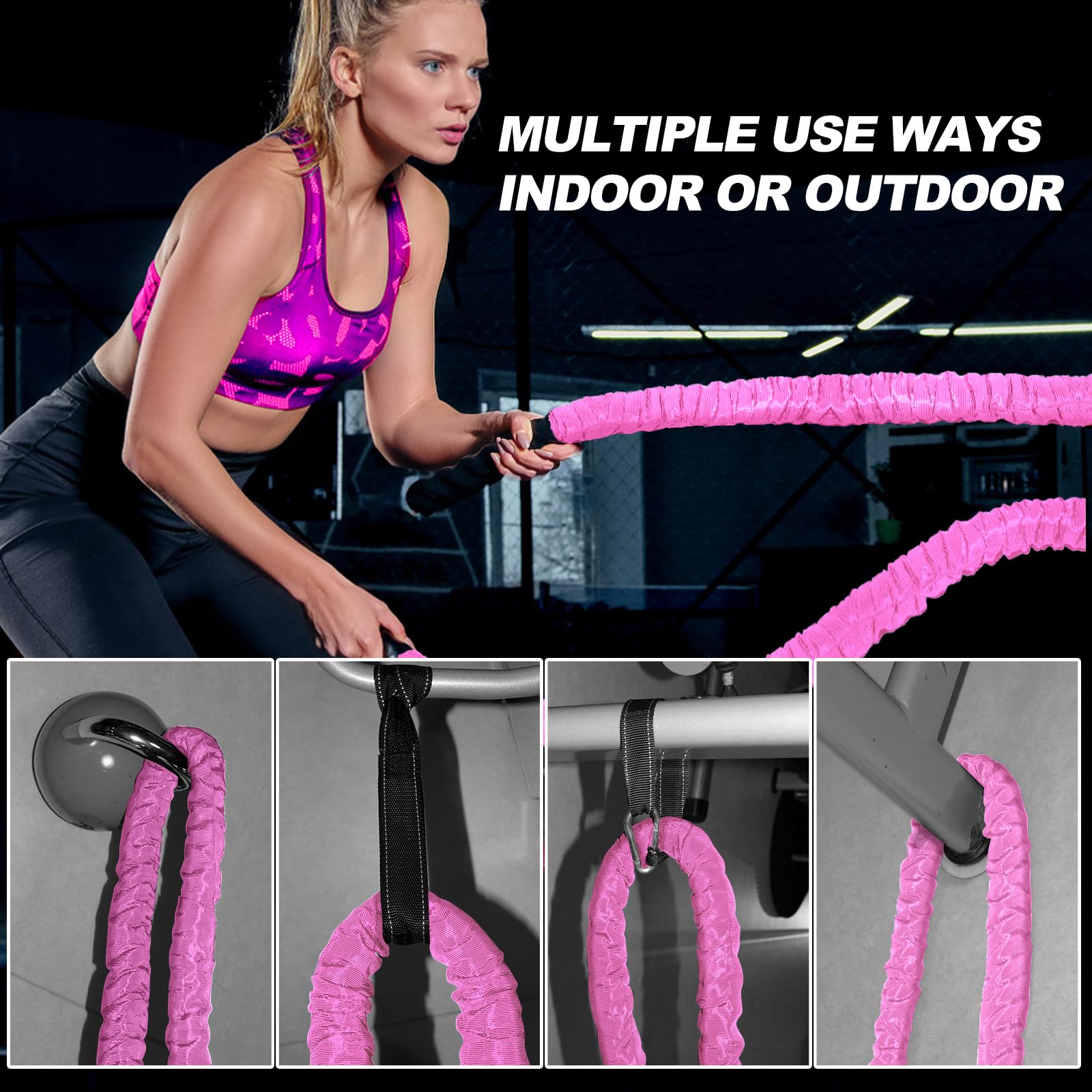 Best Battle Ropes for Home Gym - Heavy Duty Workout Ropes for Strength Training & Cardio Exercise - Perfect for CrossFit, HIIT & Functional Fitness Training