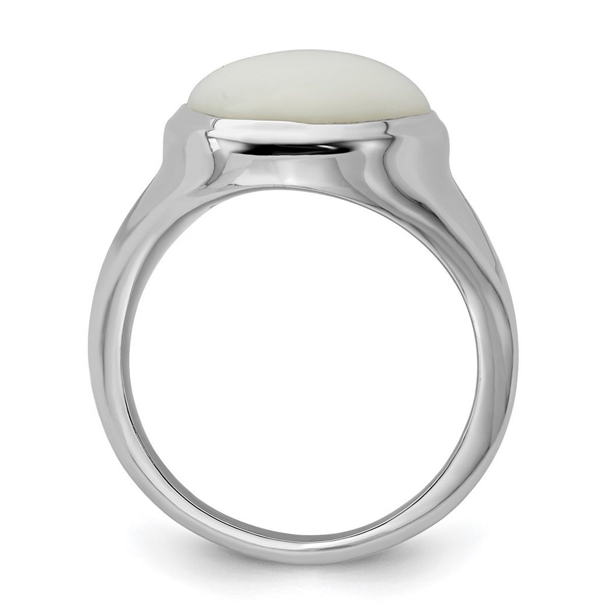 925 Sterling Silver Polished White Agate Ring for Women - Elegant Dainty Stackable Band, Perfect for Everyday Wear, Gift Giving & Special Occasions