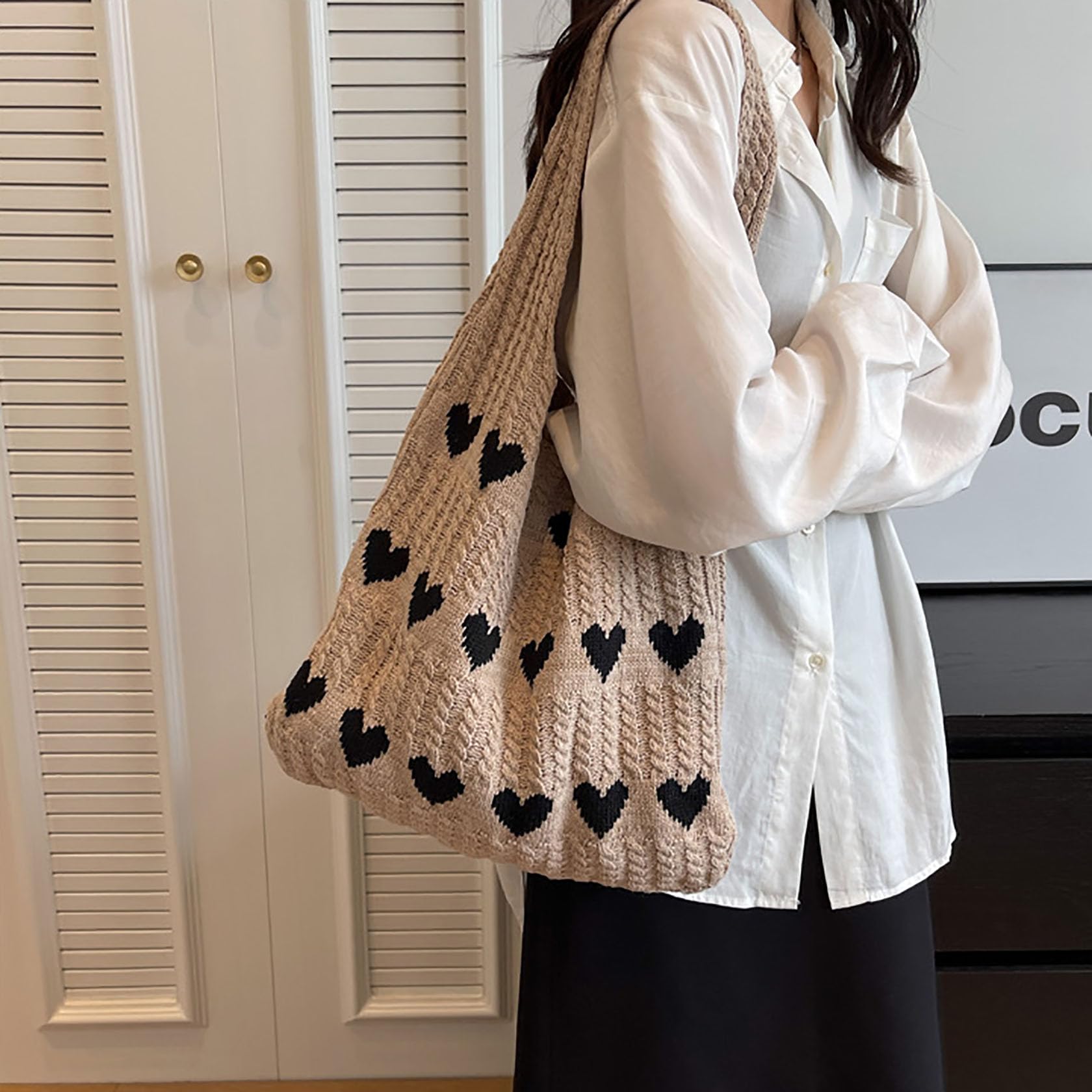Stylish Knitted Shoulder Tote Bag - Large Crochet Beach Bag for Women | Boho Hobo Purse | Perfect for Summer Outings, Beach Vacations & Casual Shopping