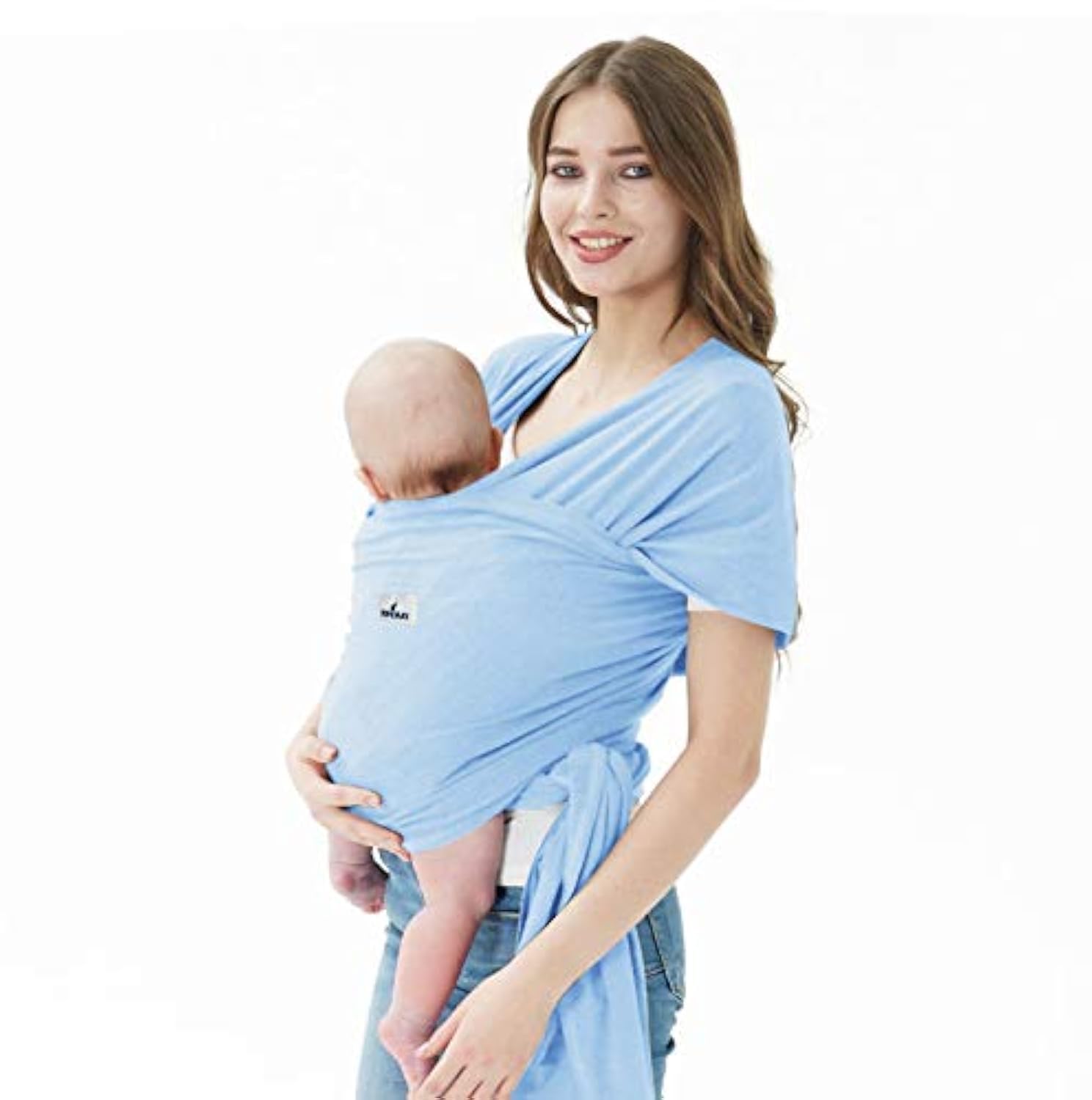 Jeroray Baby Wrap Carrier - Lightweight, Breathable & Soft Hands-Free Infant Carrier for Newborns (Baby Blue) | Perfect for Errands, Walks & Bonding Time