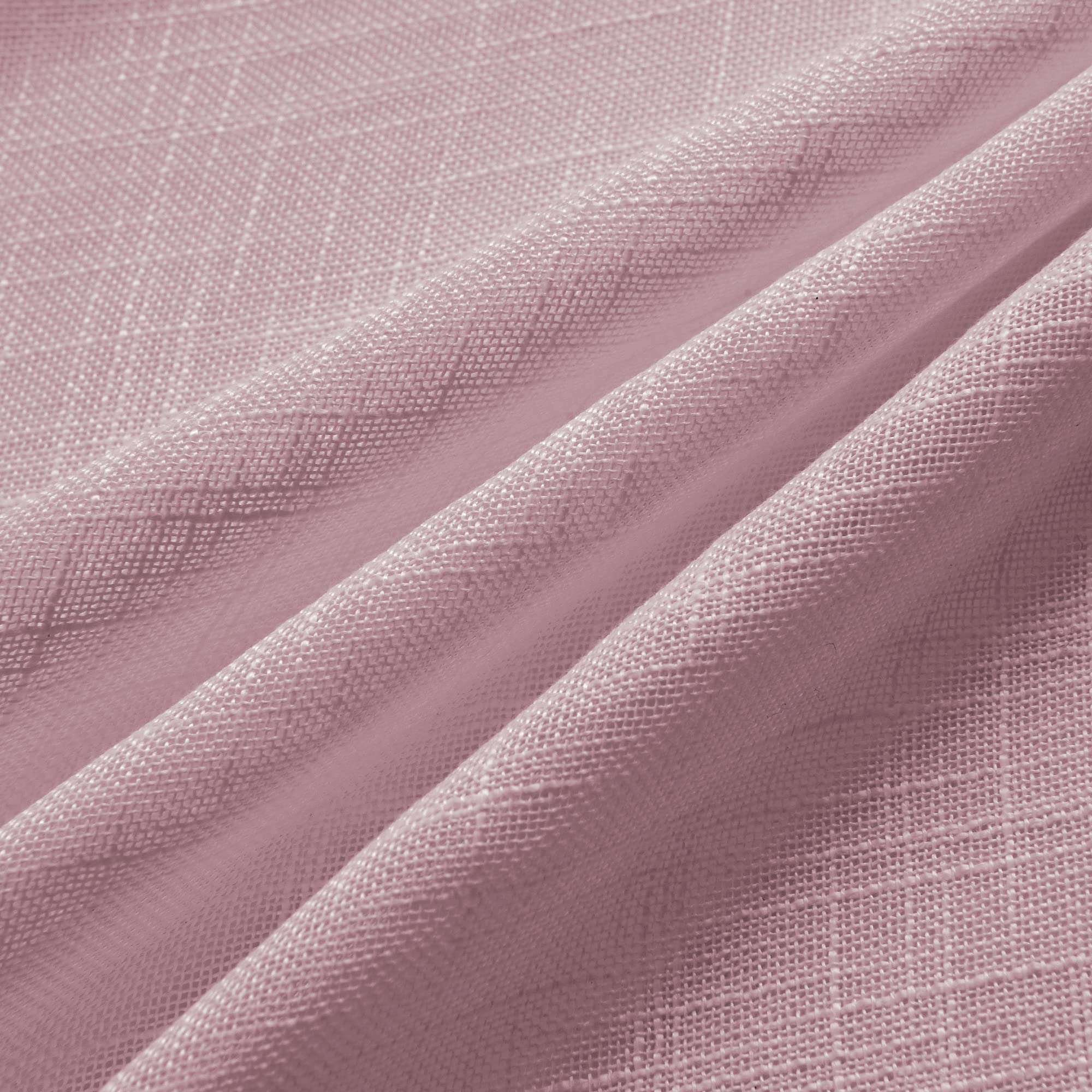 Kinryb Pink Sheer Curtains 52x36 Inches - Light Filtering Semi-Transparent Faux Linen Window Drapes with Rod Pocket, Soft Pink Kitchen Curtains for Small Windows (1 Pair) - Perfect for Bedroom, Living Room & Bathroom Privacy