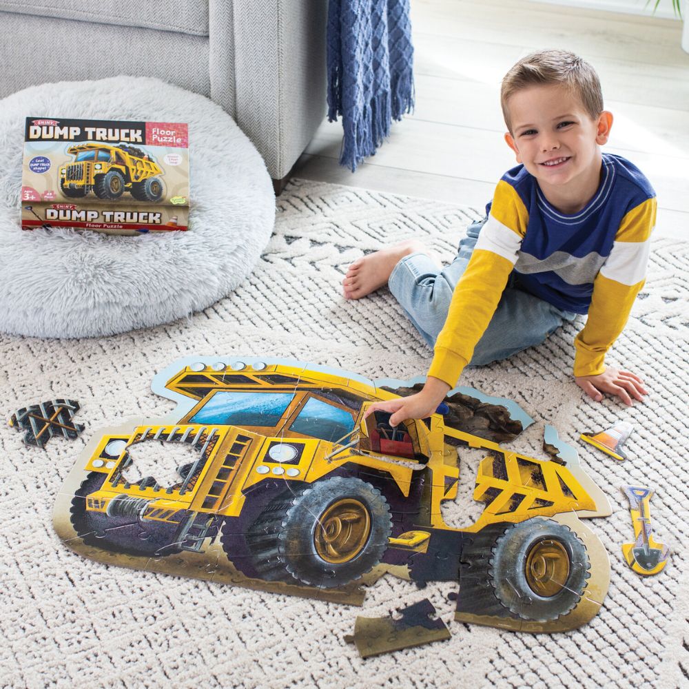 Peaceable Kingdom Shiny Dump Truck Floor Puzzle - 24-Piece Educational Toy for Kids Ages 3-5 | Fun Construction Theme for Playrooms & Preschool Learning