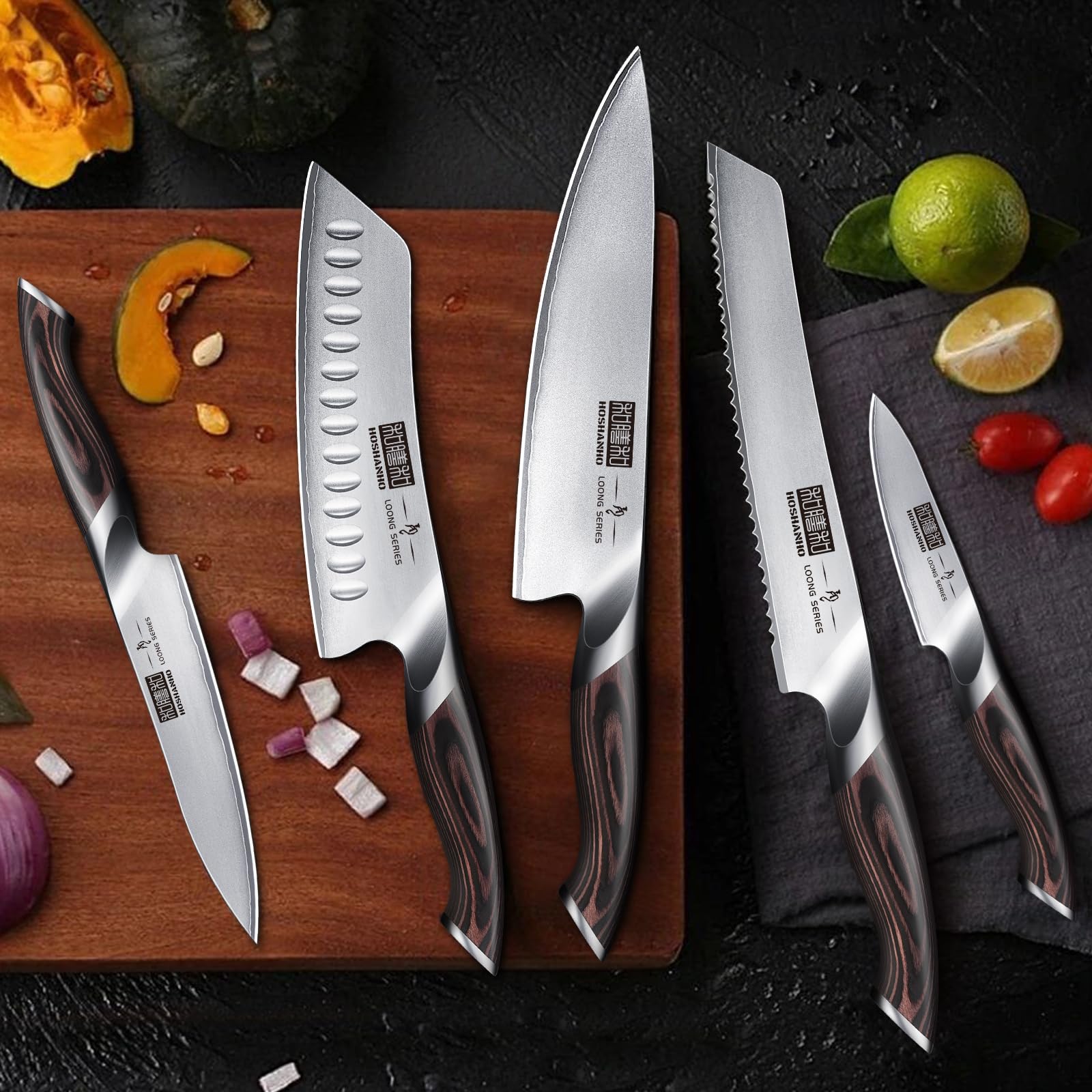 6-Piece Japanese High Carbon Stainless Steel Knife Set with Magnetic Holder - Ultra Sharp Professional Chef Knives for Slicing, Dicing & Food Prep - Perfect for Home Kitchens & Culinary Enthusiasts