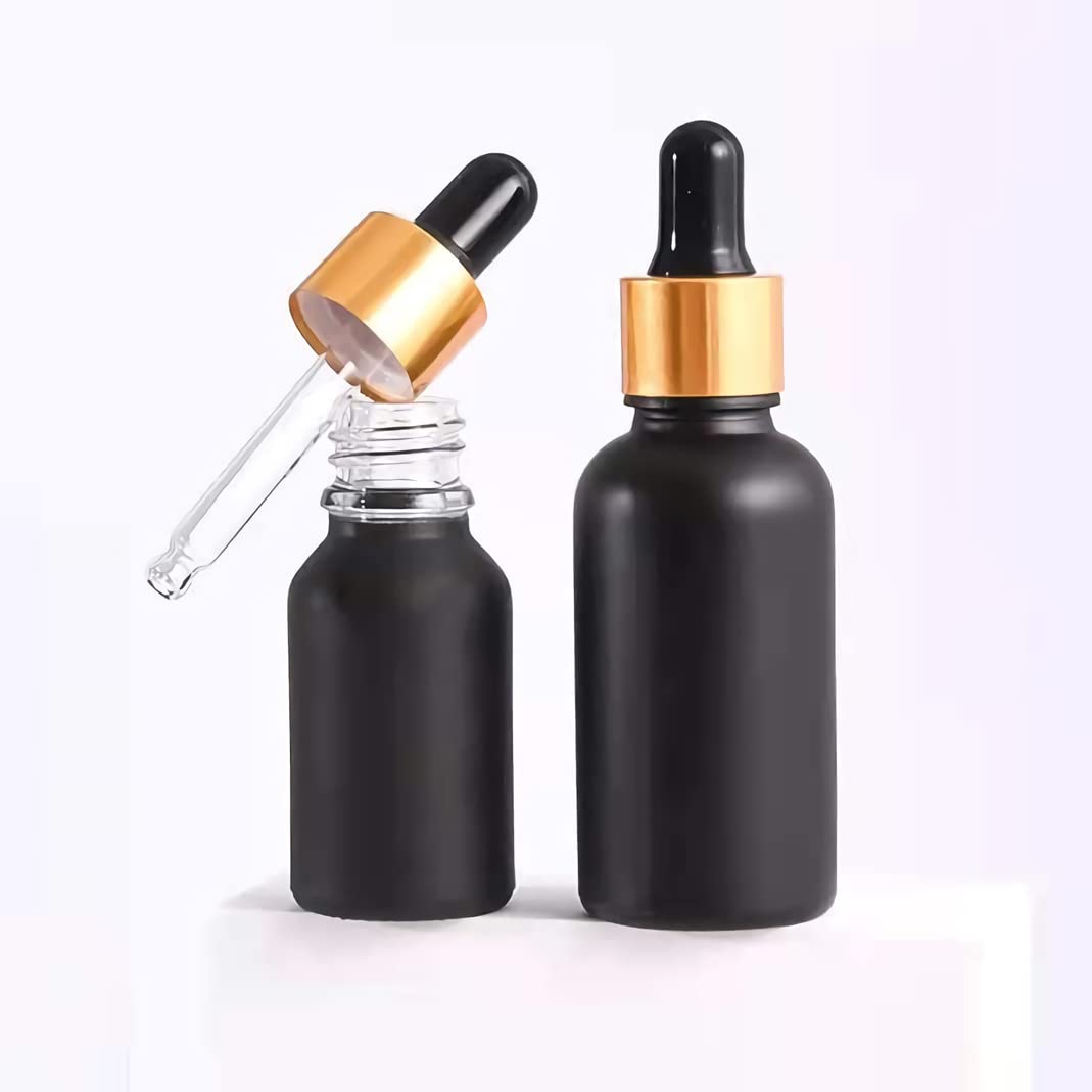 6 Pack 30ml Frosted Glass Dropper Bottles - Essential Oil & Travel Cosmetics Storage for DIY & Skincare