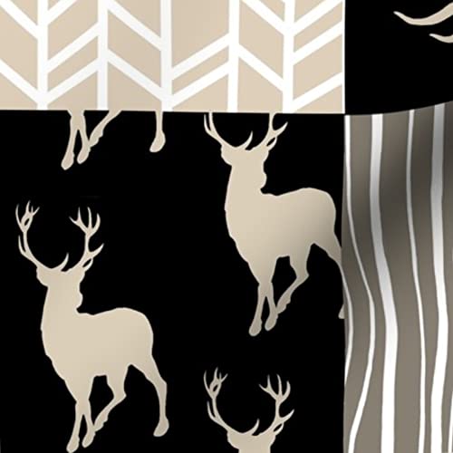 Premium Spoonflower Fabric - Midnight Woodland Neutrals Black Tan Brown Elk Arrows Printed Soft Minky Fabric by The Yard for Sewing Baby Blankets, Quilt Backing, Plush Toys & Home Decor - Cozy Nursery & Bedroom Essentials