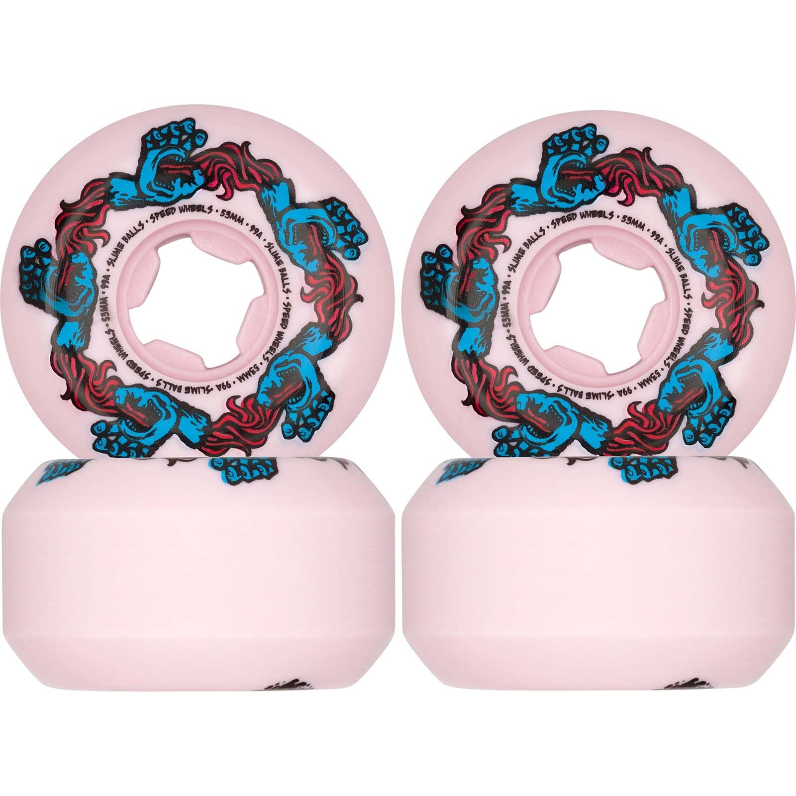 53mm 99A Pink Slime Balls Skateboard Wheels with Infinity Screaming Hand Design - High Speed Performance Wheels for Street Skating & Park Tricks