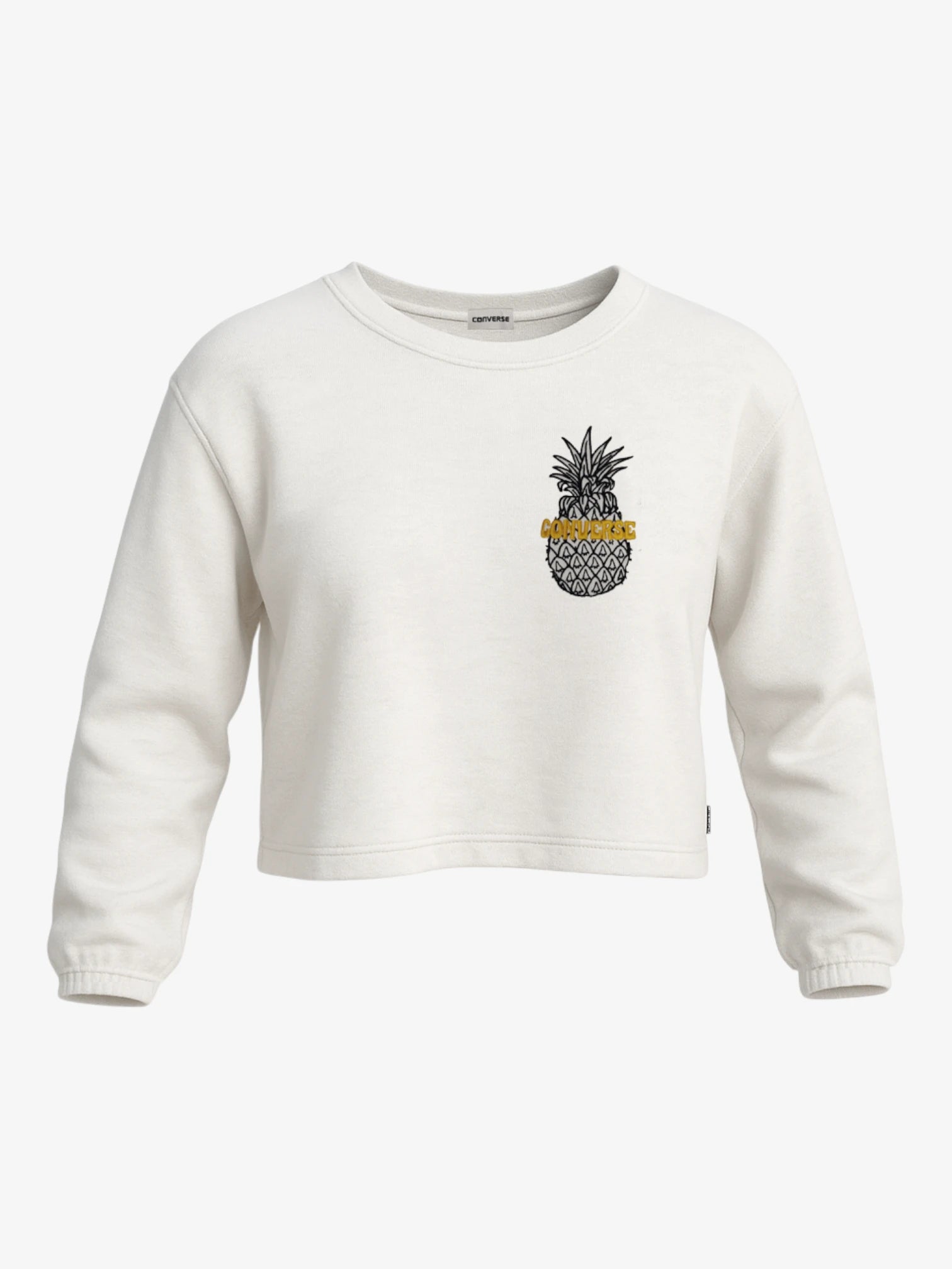 Converse Women's White Pine Crewneck Sweatshirt - Casual Pullover for Everyday Wear & Street Style Fashion