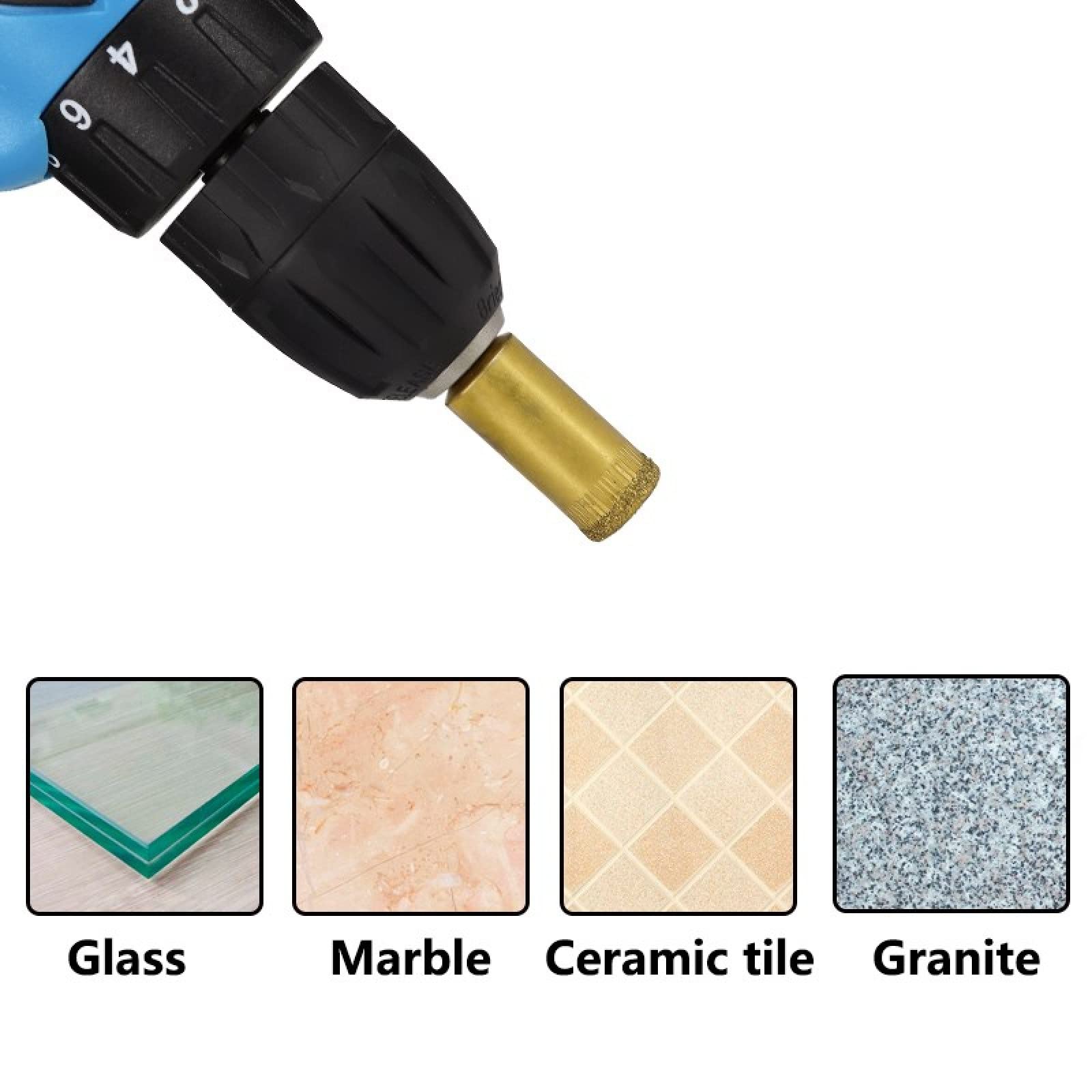 ALEYHA 5-16mm Diamond Core Drill Bit Set - 7pc Diamond Coated Hole Saw for Tile, Glass, Ceramic & Porcelain - Perfect for Bathroom Renovation & DIY Projects