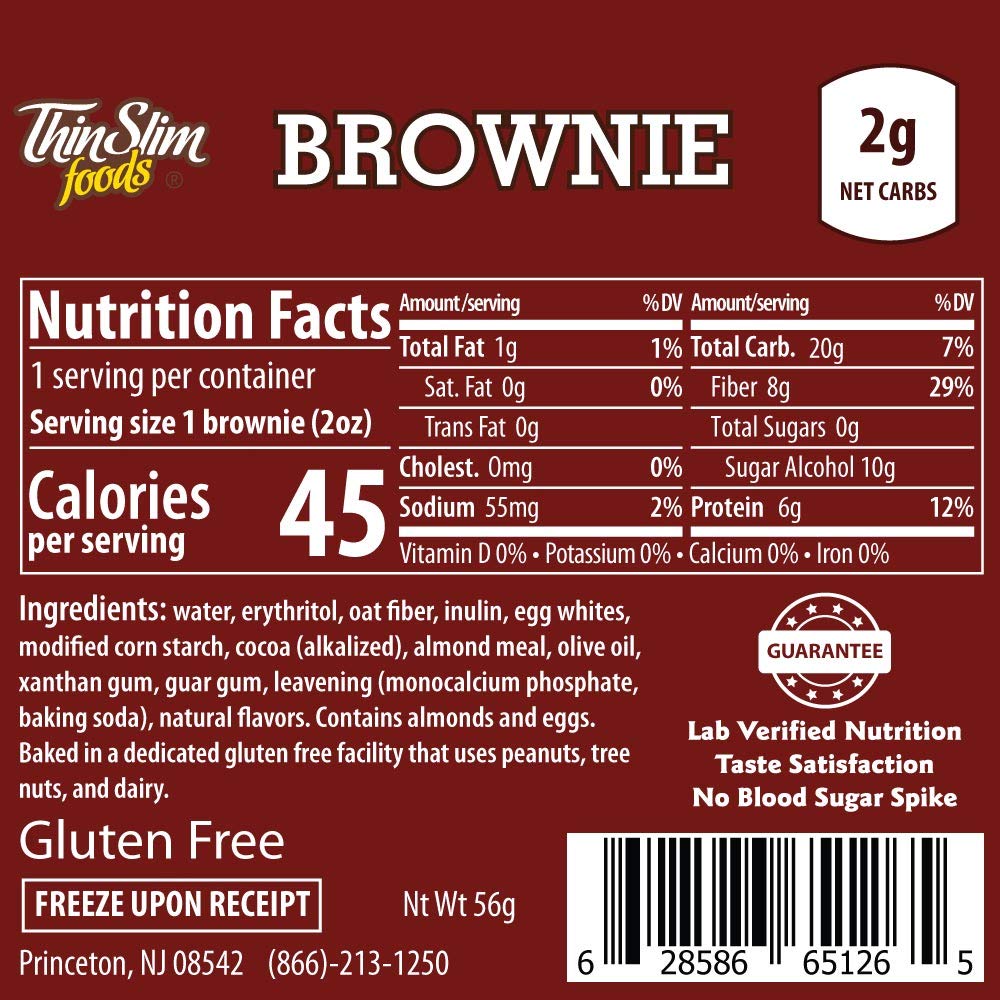 Low Carb Brownies Chocolate - ThinSlim Foods Keto-Friendly, Sugar-Free, Gluten-Free Dessert Snacks (8 Pack) | Perfect for Weight Loss, Diabetic Diet & Healthy Lifestyle