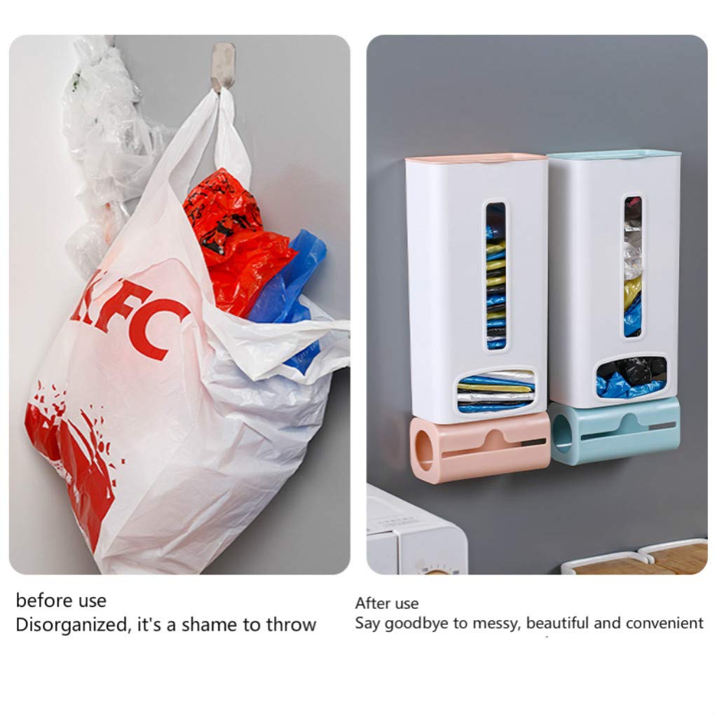 Wall-Mounted Plastic Bag Dispenser & Organizer - Space-Saving Grocery/Garbage Bag Storage Box for Kitchen, Pantry, Retail Stores & Warehouses (Upgraded Pink, 1 Pack) - Perfect for Home Organization & Commercial Use