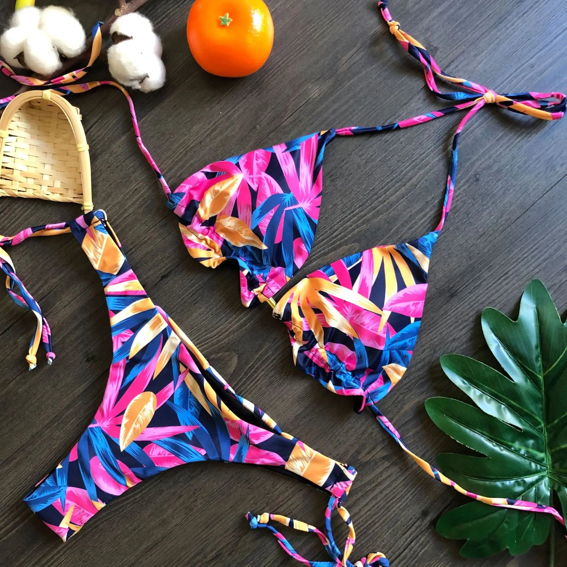 2024 New Women's Micro Bikini Set - 16 Color Options, Push Up Halter Brazilian Thong Swimwear for Summer Beach Vacation | Perfect for Pool Party, Tropical Getaway & Sunbathing