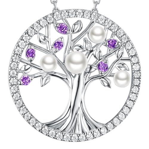 I June Birthstone Pearl Amethyst Necklace