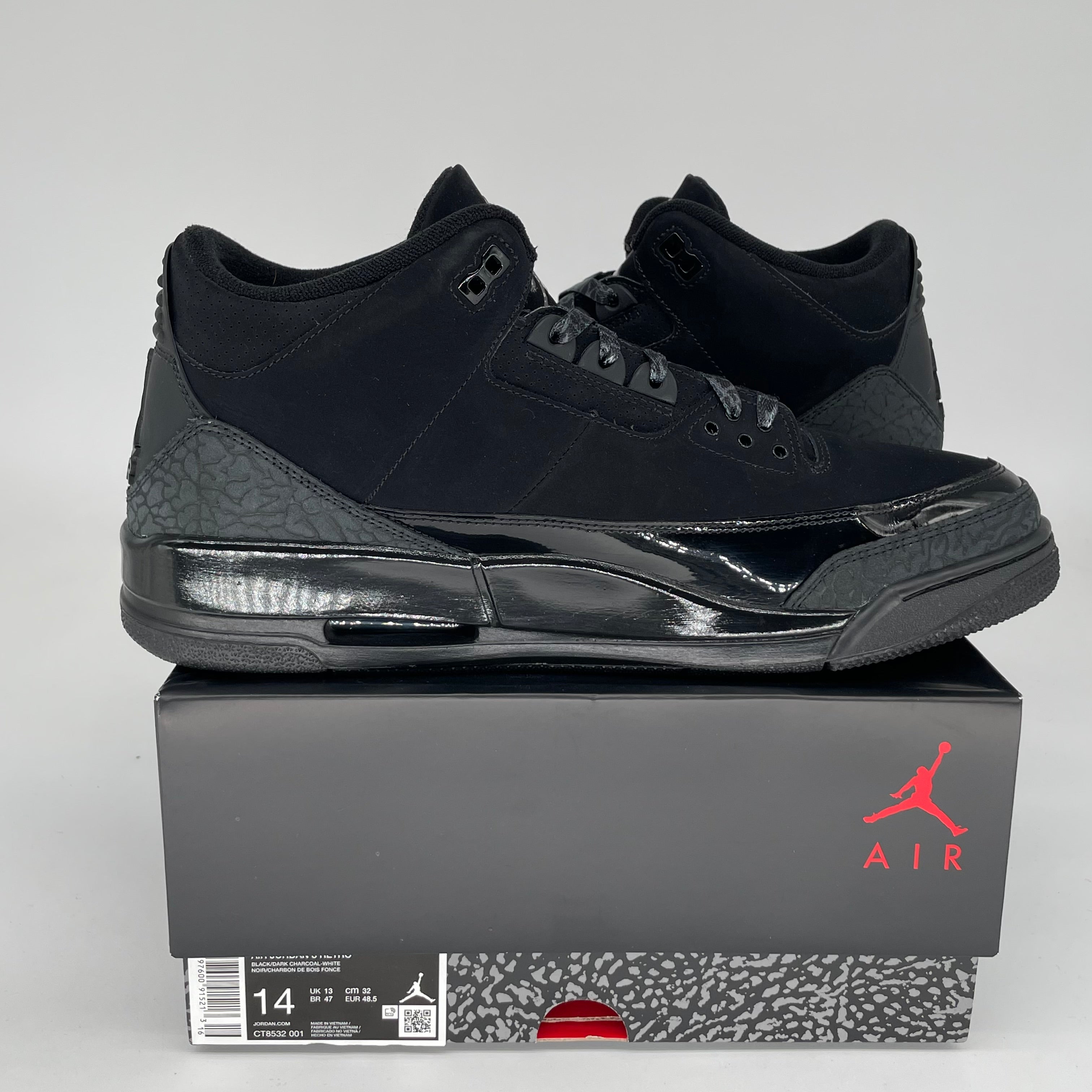 AIR JORDAN 3 Retro 'Black Cat' Men's Basketball Shoes Size 14 - Style CT8532-001 | Official Nike Sneakers for Basketball, Streetwear & Casual Wear