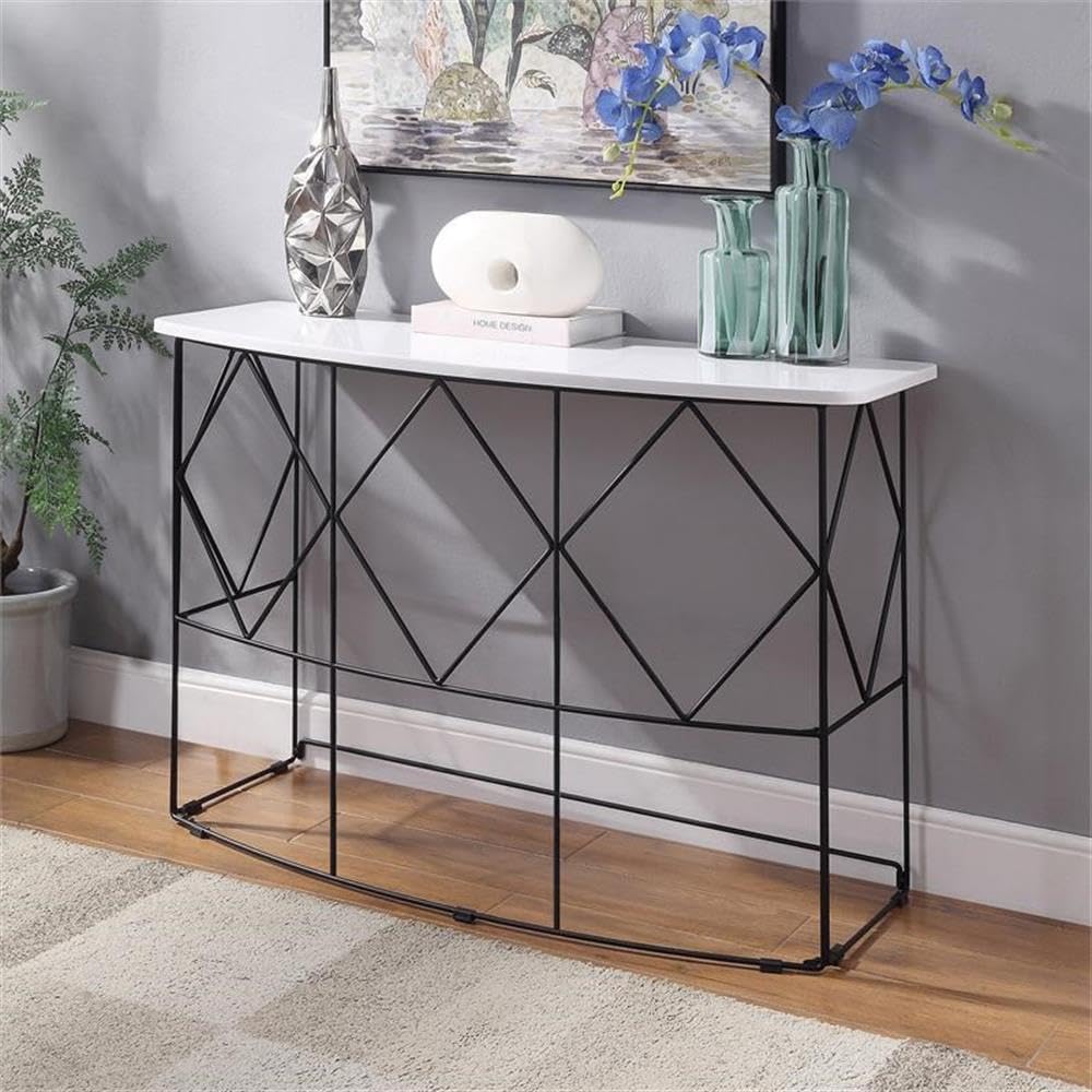 Industrial Wood Console Table - White by Furniture of America | Modern Farmhouse Entryway, Living Room, Hallway Decor