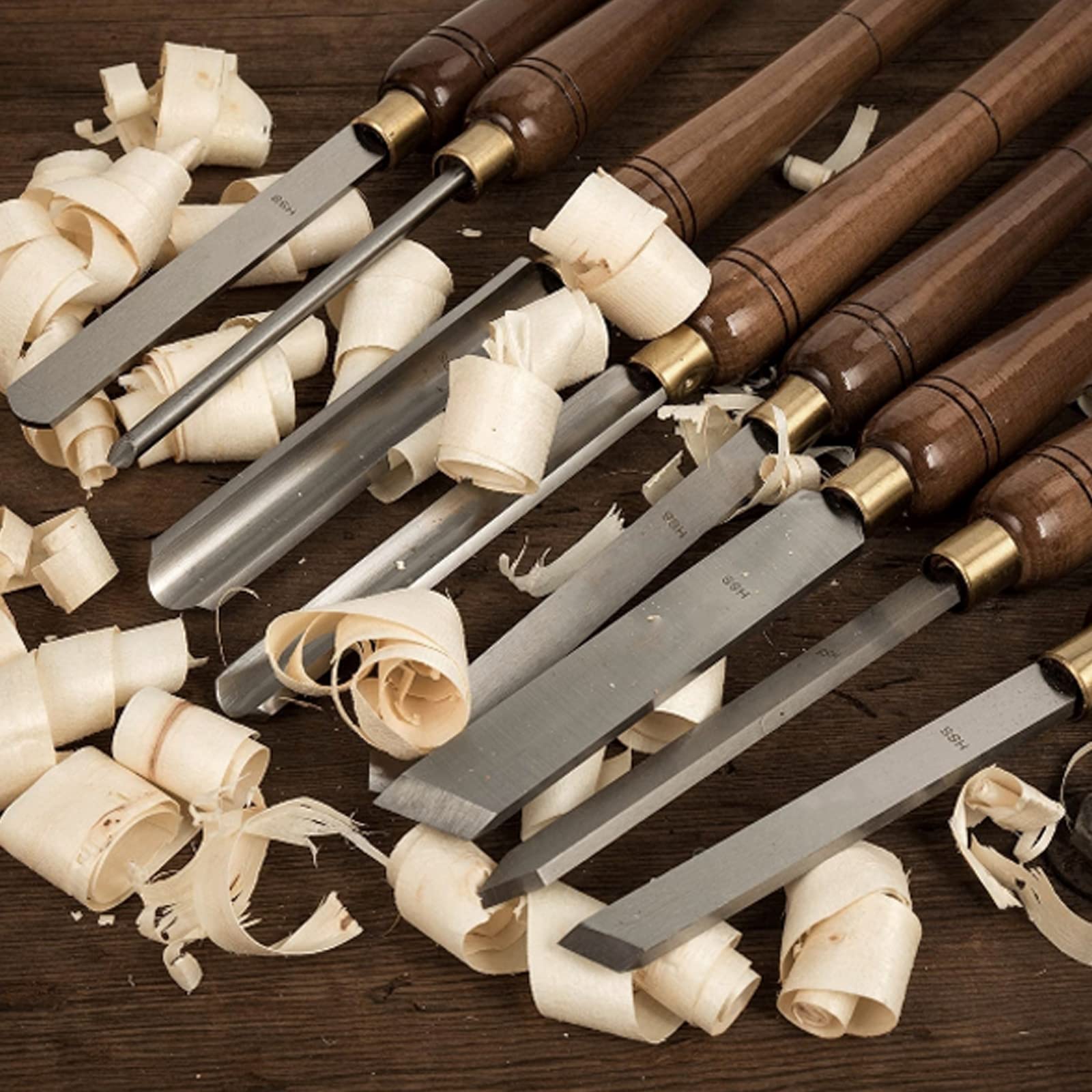 8-Piece HSS Wood Lathe Chisel Set with Walnut Handle & Wooden Storage Case - Professional Wood Turning Tools for Woodworking, Carving, and DIY Crafts - Perfect for Bowl Turning, Spindle Work, and Furniture Making
