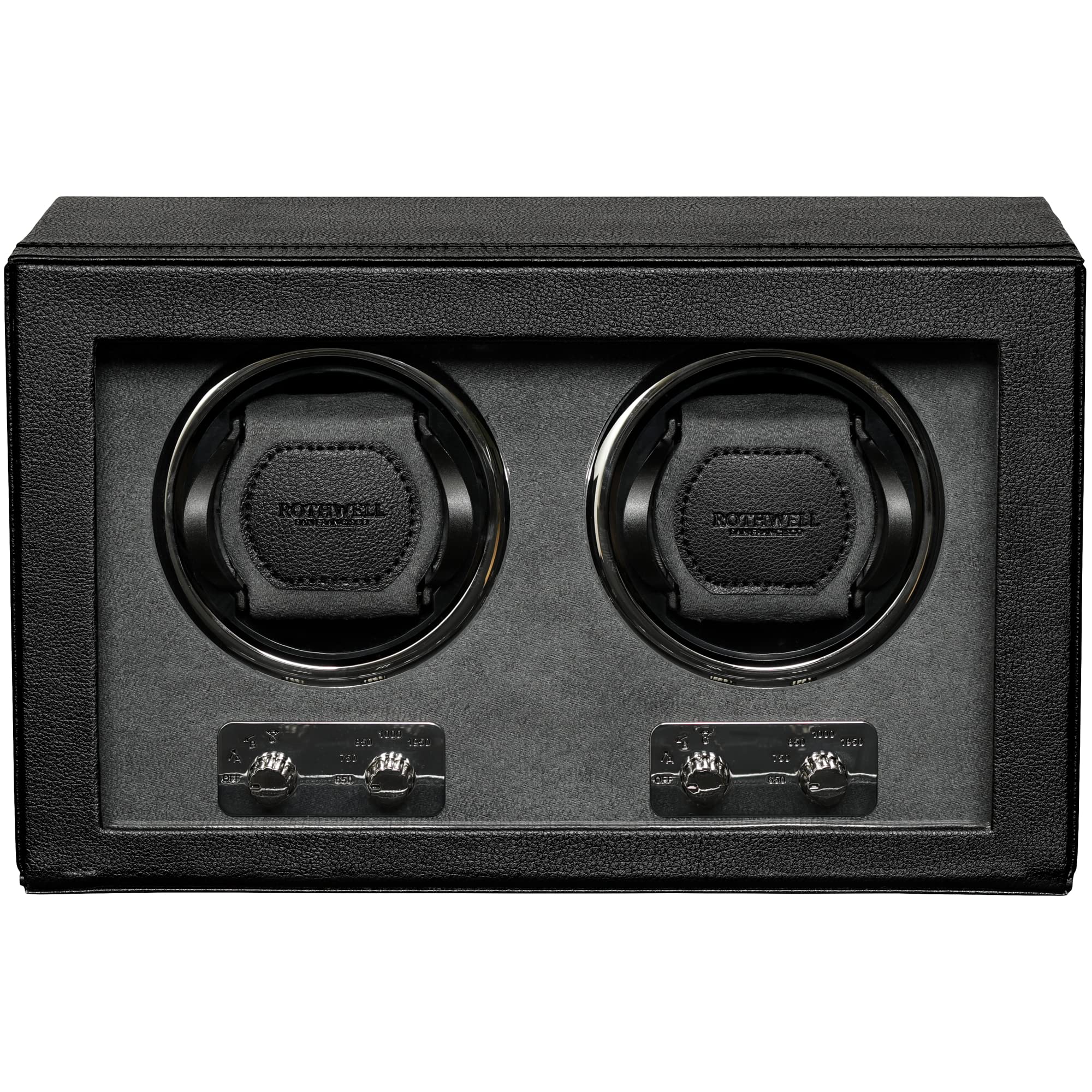 ROTHWELL Automatic Double Watch Winder - Quiet Motor, 3 Speed Settings & Adjustable Rotation - Perfect for Luxury Watch Storage & Display (Black/Grey) - Ideal for Home, Office or Travel Use