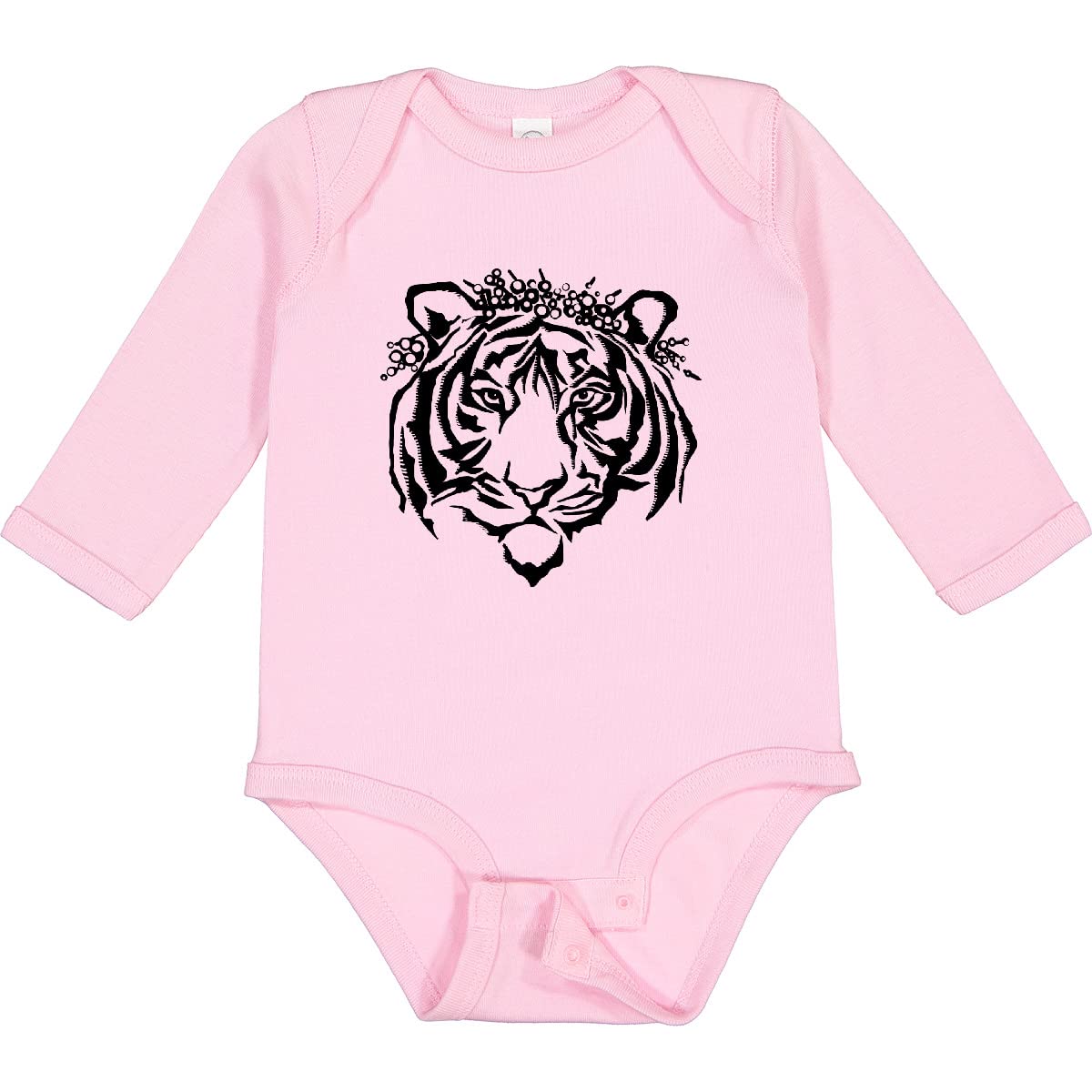 Tiger Queen Floral Crown Long Sleeve Baby Bodysuit - Perfect for Playdates & Photo Shoots