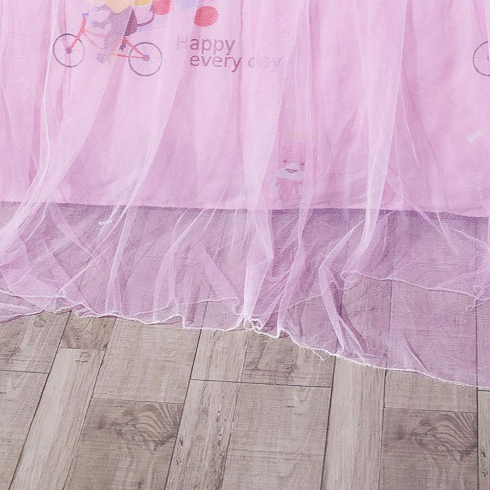 Pokerty Pink Princess Lace Canopy Bed Curtain for Girls - Round Mosquito Net with Romantic Lace Design - Perfect for Kids Bedroom Decor & Fairy Tale Themed Sleepovers