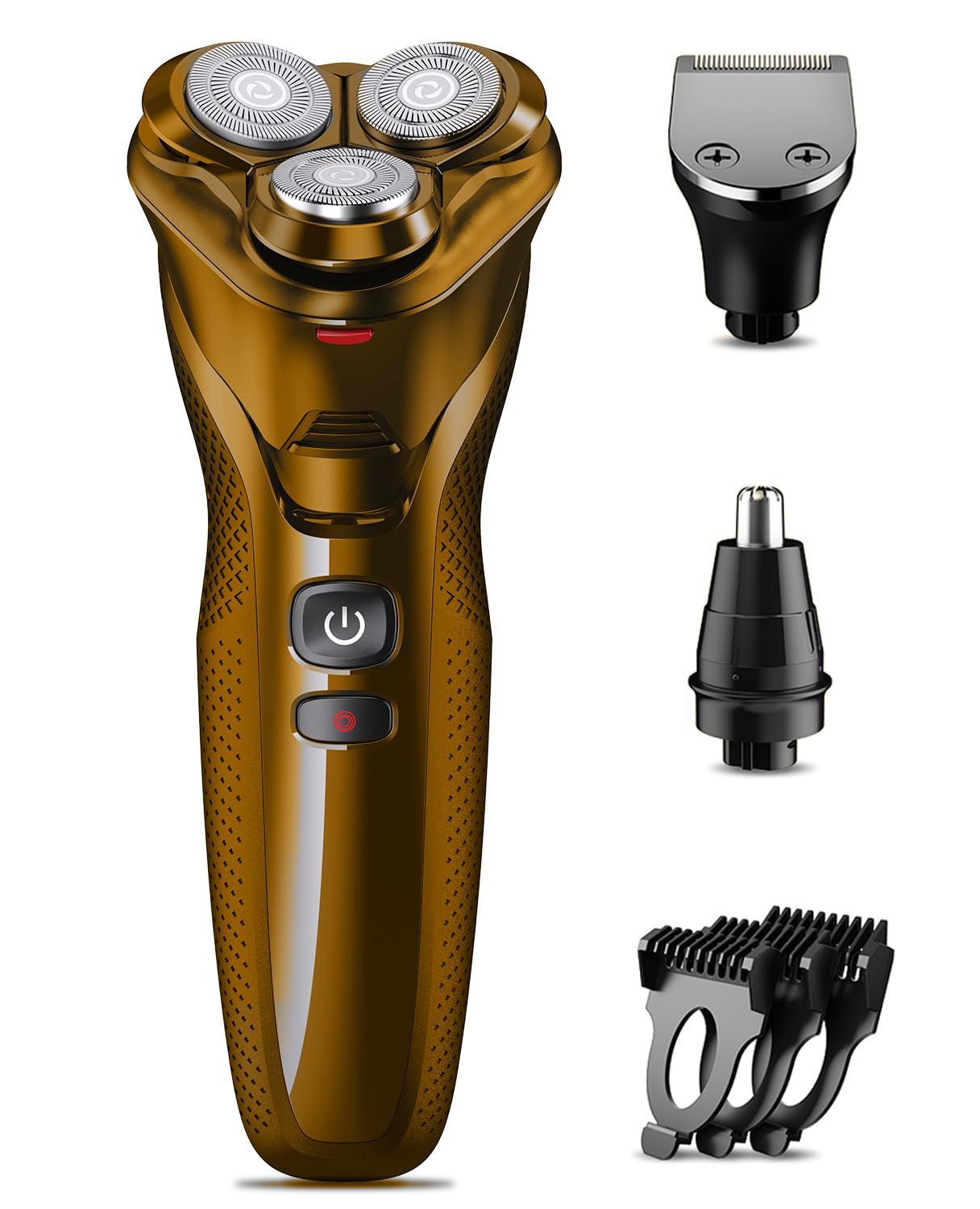 Rategist Electric Razor for Men - Rechargeable Waterproof Wet/Dry Cordless Shaver with Adjustable Speeds, Nose Hair Trimmer & Sideburns Clipper (Brilliant Yellow) - Perfect for Travel, Gym & Daily Grooming