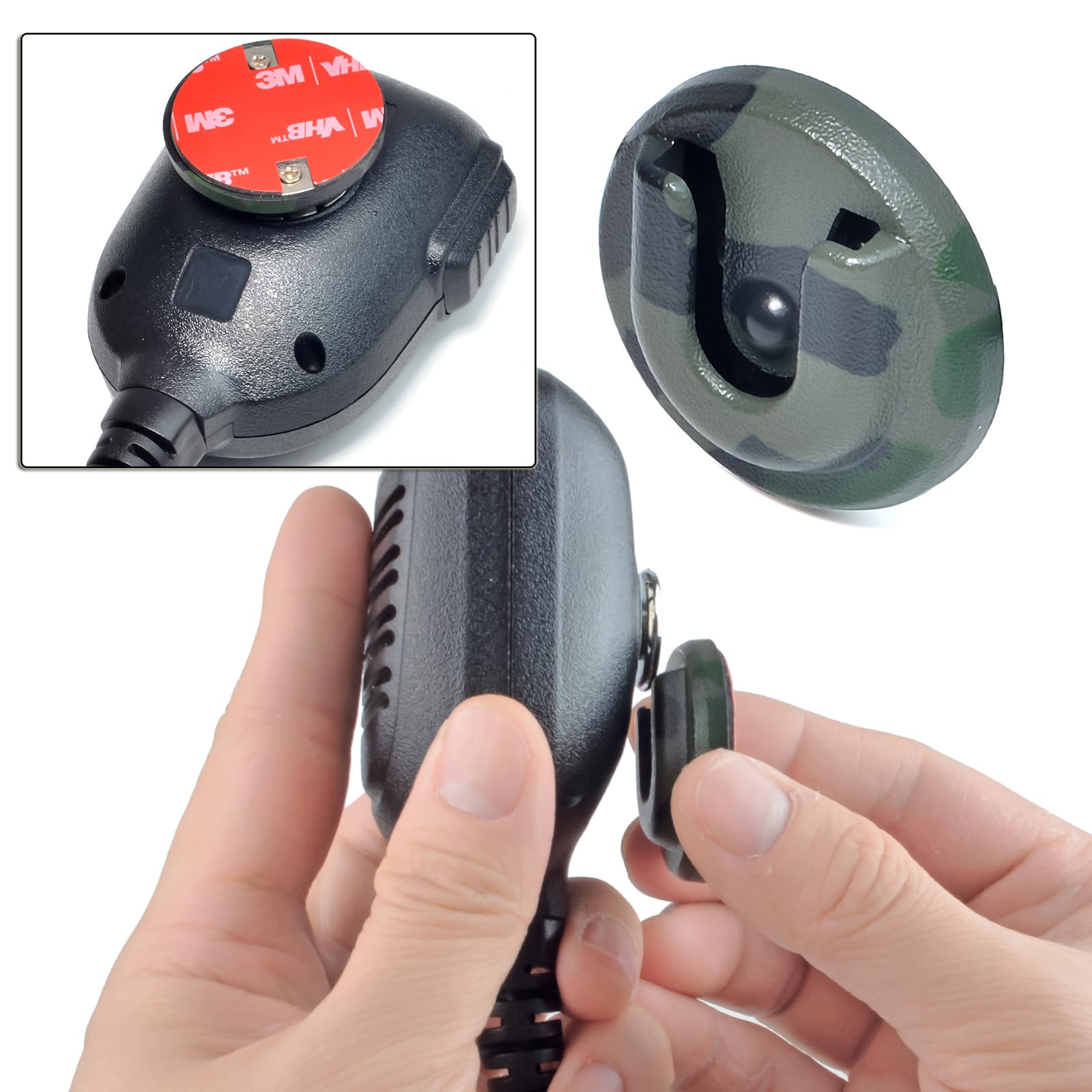 Universal CB/Ham Radio Microphone Holder with Adhesive Mount - Green Mic Hanger Clip for Marine, Truck & Home Use - Compatible with Round Knob Radios - Secure Mic Storage Solution for Vehicles, Boats & Offices
