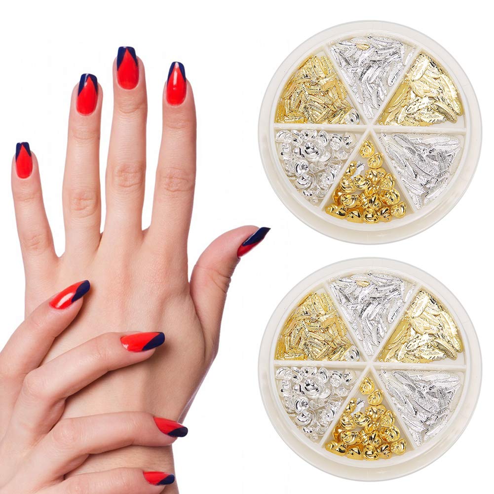 Professional Nail Art Decoration Kit - Gold & Silver Moon & Leaf Manicure Tools for Nail Salons & DIY at Home | Perfect for Nail Art Designs, Parties & Special Occasions