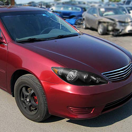 2005-2006 Toyota Camry Base LE SE XLE Replacement Headlights - Black Housing with Clear Lens & Amber Turn Signals | Perfect for Night Driving & Car Upgrades