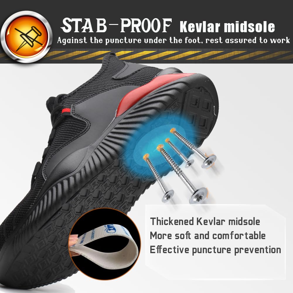 **Steel Toe Work Shoes for Men & Women - Lightweight, Breathable Safety Sneakers for Construction & Industrial Use - Perfect for Job Sites, Warehouses & Outdoor Labor**