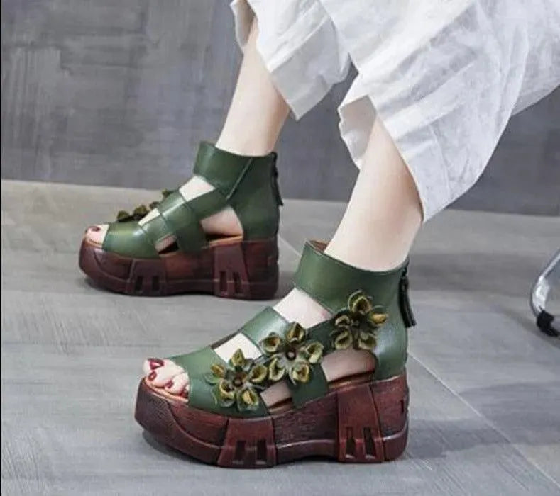 Stylish Floral Wedge Sandals for Women - Comfortable Summer Beach Wedding Shoes with Non-Slip Sole | Perfect for Outdoor Parties, Vacations, and Casual Wear
