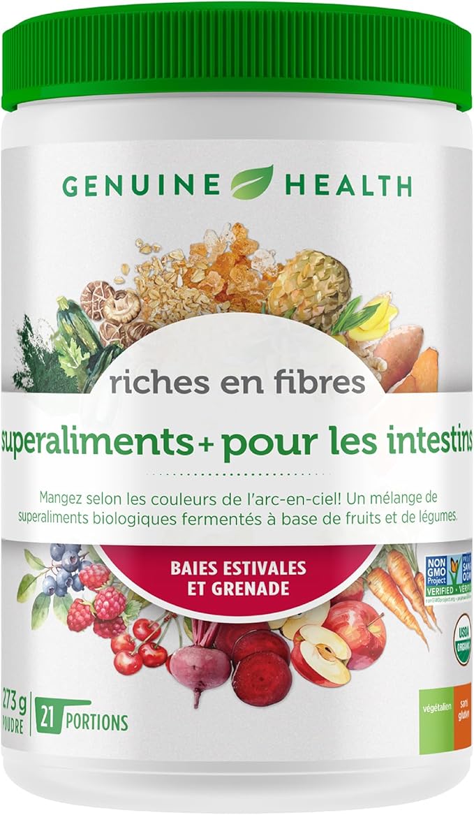 Genuine Health High Fiber Gut Superfood - Summer Berry Pomegranate Flavor (273g) | Digestive Support & Gut Health Supplement for Daily Wellness