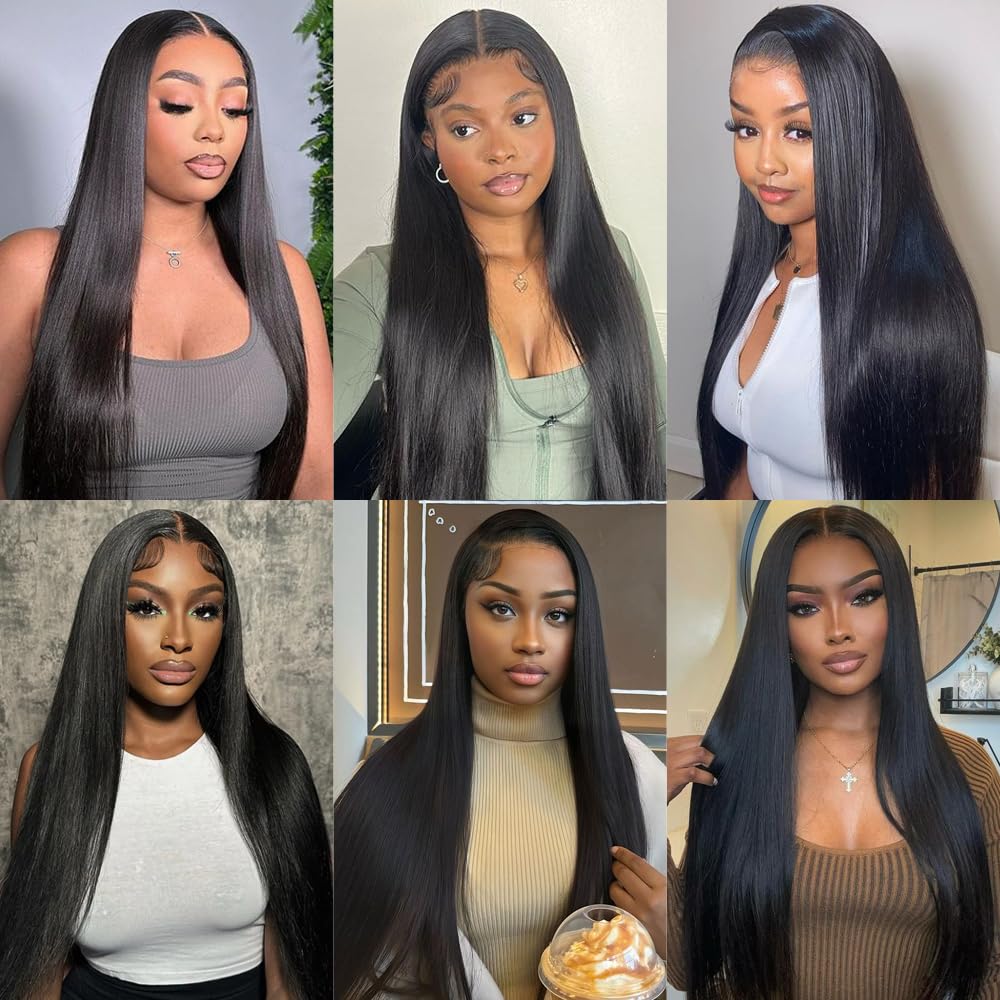 13x4 Straight Lace Front Wigs Human Hair - 180% Density Pre Plucked Brazilian Virgin Hair 26 Inch HD Transparent Lace Wig with Baby Hair & Natural Hairline for Women | Perfect for Daily Wear, Parties & Special Occasions
