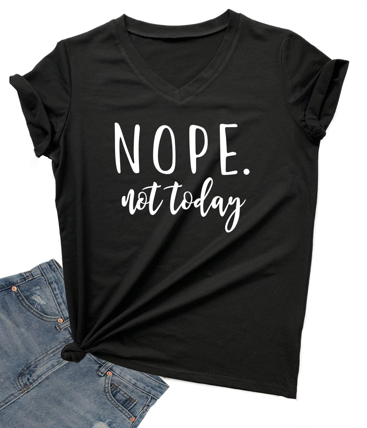 Funny Graphic V-Neck T-Shirt for Women - Cute Letter Printed Casual Tee | Perfect for Everyday Wear, Parties & Gifts