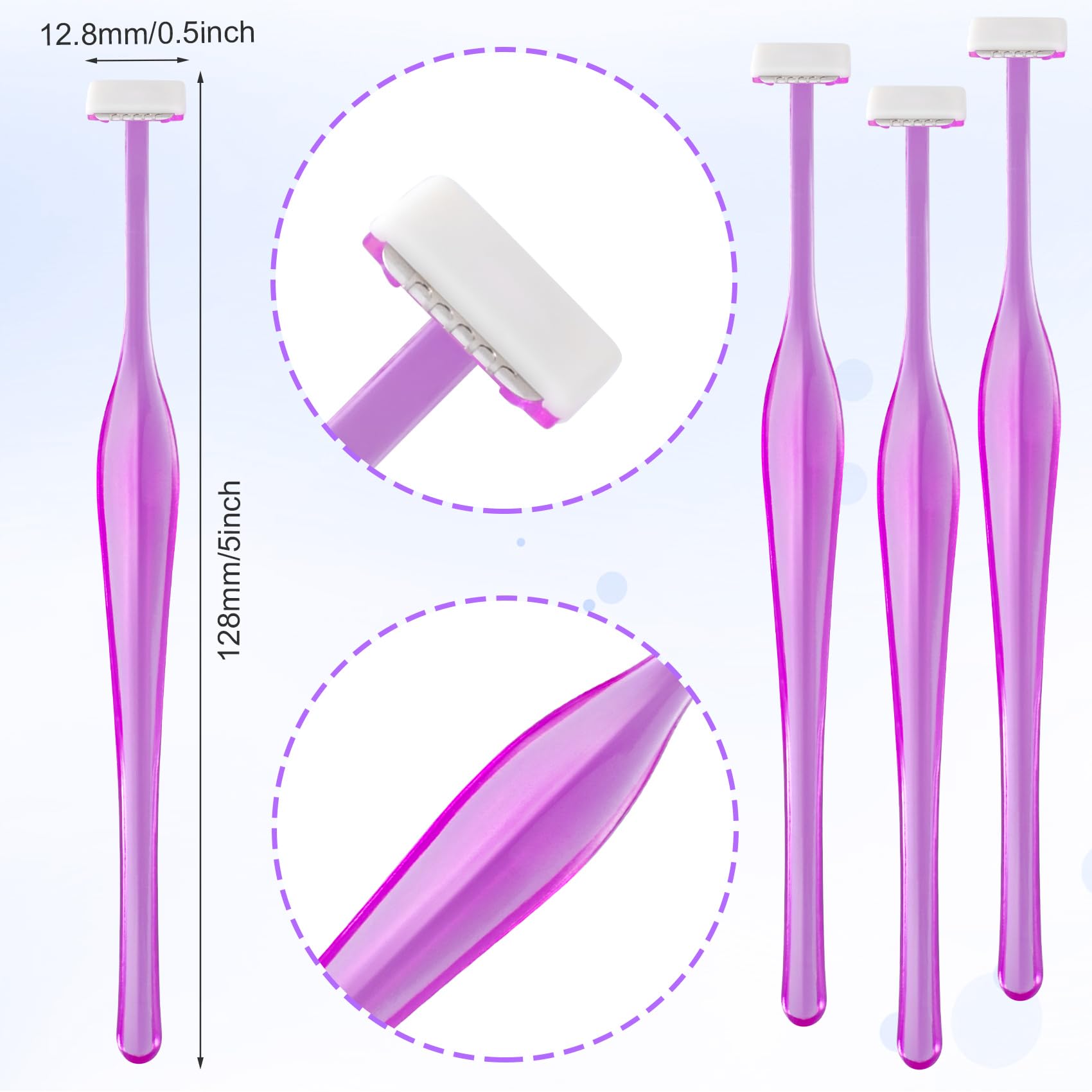 24 Pack Eyebrow Trimmer Razors - T-Shaped Facial Shaver Tool with Stainless Steel Blades for Women & Girls - Precise Eyebrow Shaping & Makeup Kit (Purple) - Perfect for Home Use, Travel & Salon Grooming