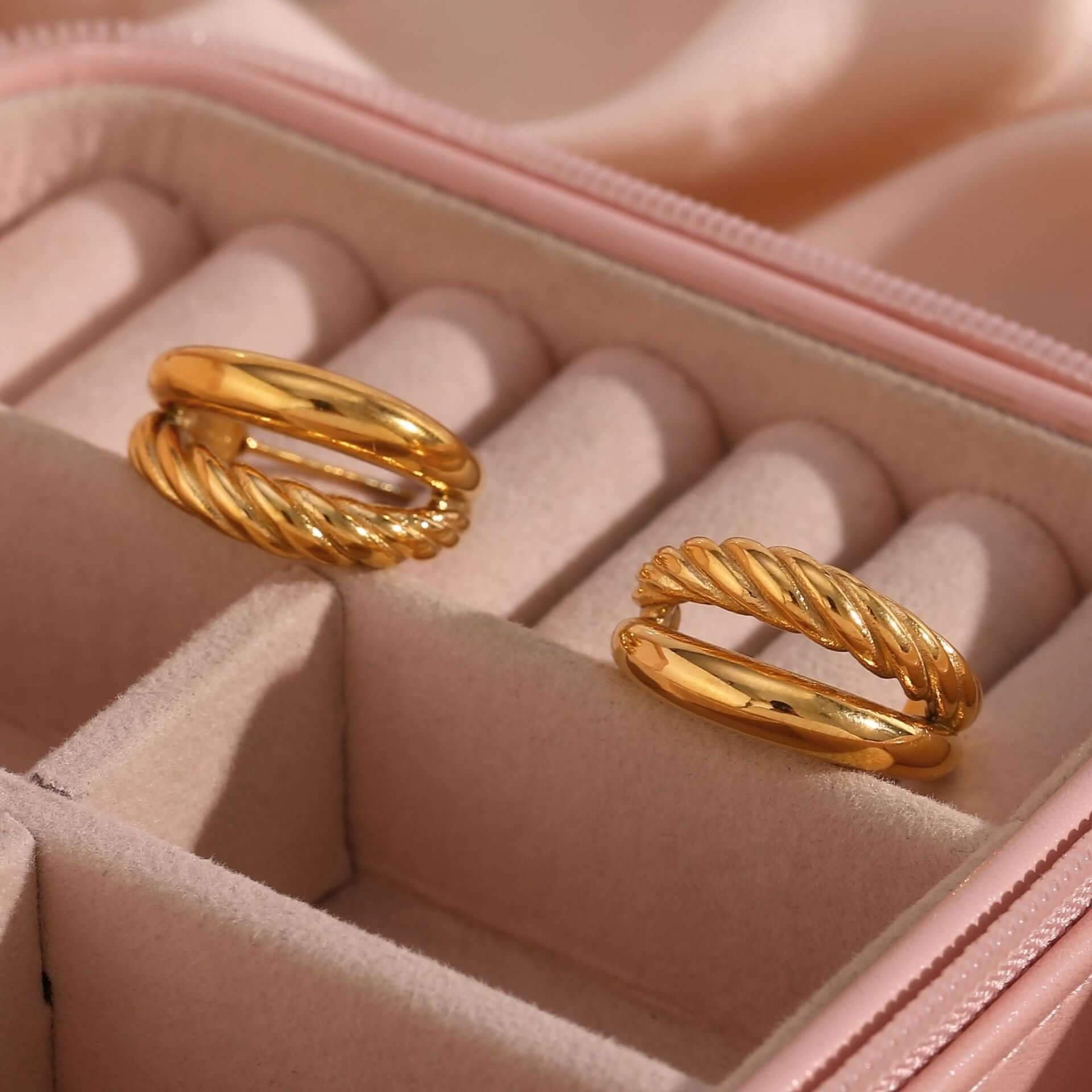 18K Gold Plated Braided Twist C Hoop Earrings for Women - Elegant Dangle Drop Earrings for Party, Wedding & Everyday Wear | JDE311