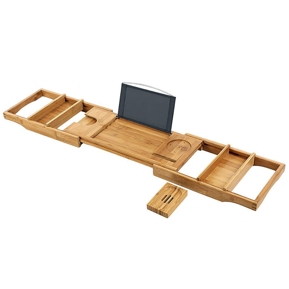 Large Bamboo Bathtub Tray - Bathtub Caddy & Bed Desk for Relaxation