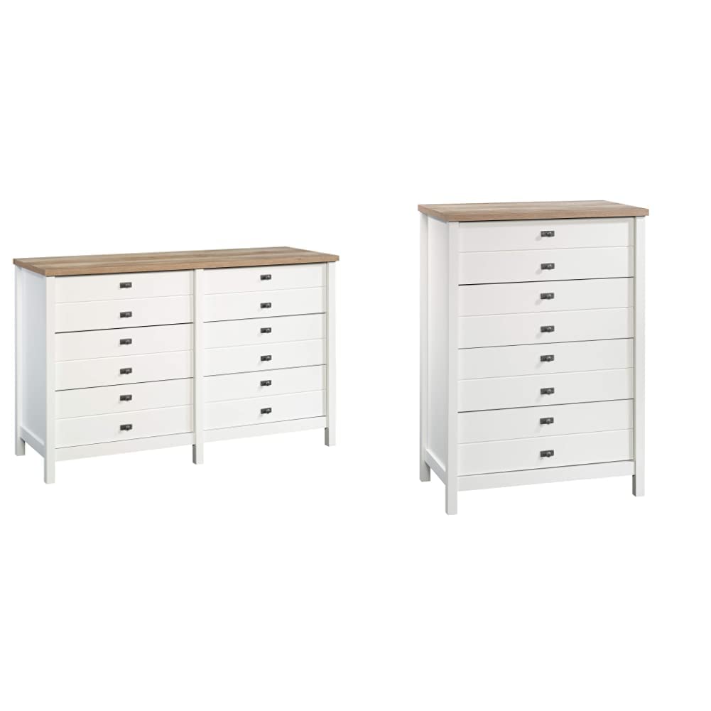 Sauder Cottage Road Dresser and 4-Drawer Chest - Soft White Finish, 56.77