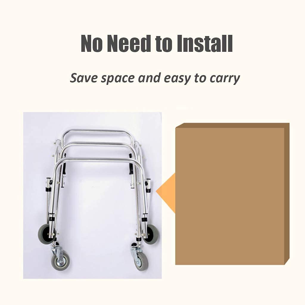 Foldable Walker with Seat - Adjustable Height 4 Wheel Walking Frame for Toddlers, Kids & Teens with Special Needs | Mobility Aid for Rehabilitation & Daily Use (42/52CM)