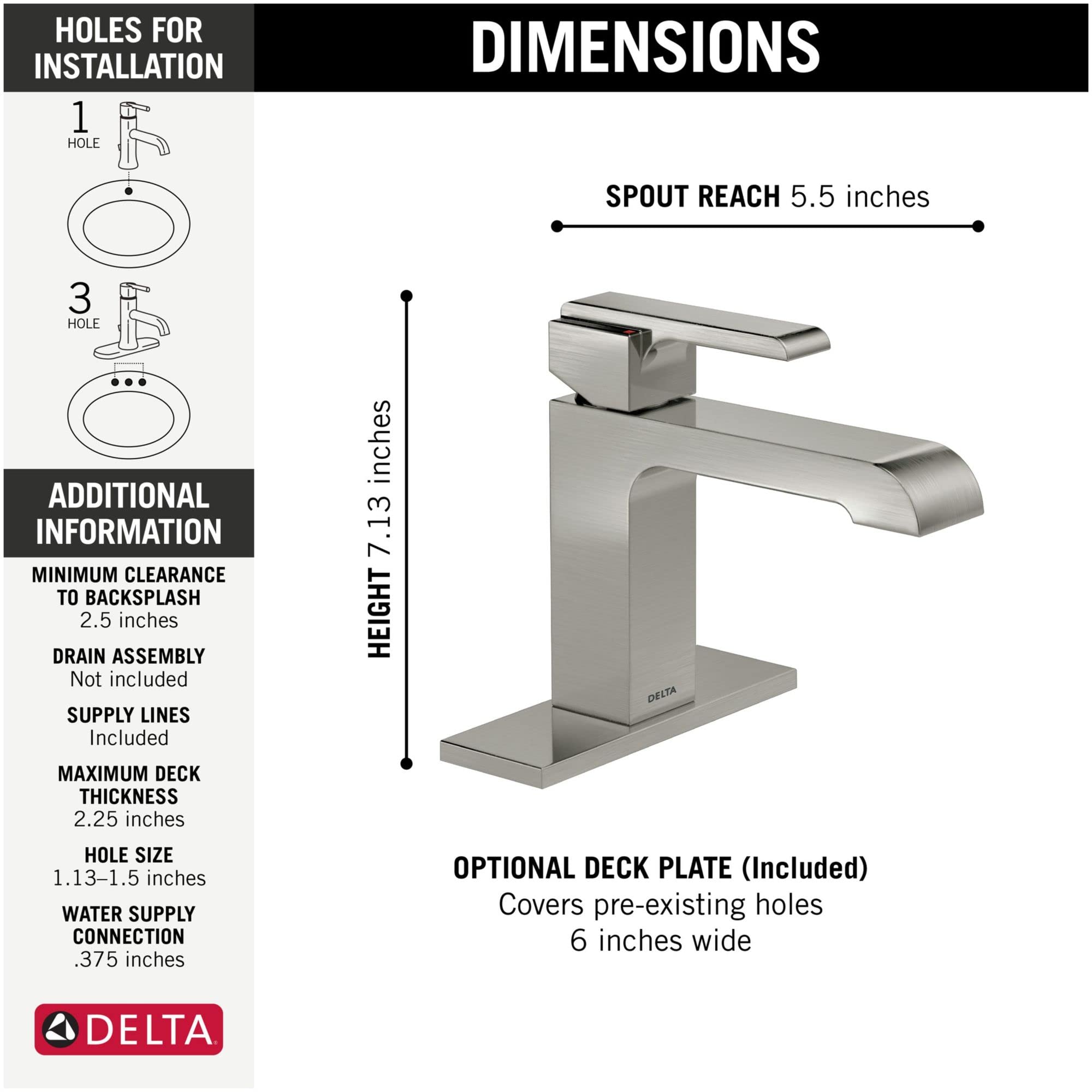 Delta 567LF-LPU Single Hole Bathroom Faucet - Chrome Finish, Single Handle Bathroom Sink Faucet for Modern Vanities - Perfect for Small Bathrooms & Powder Rooms