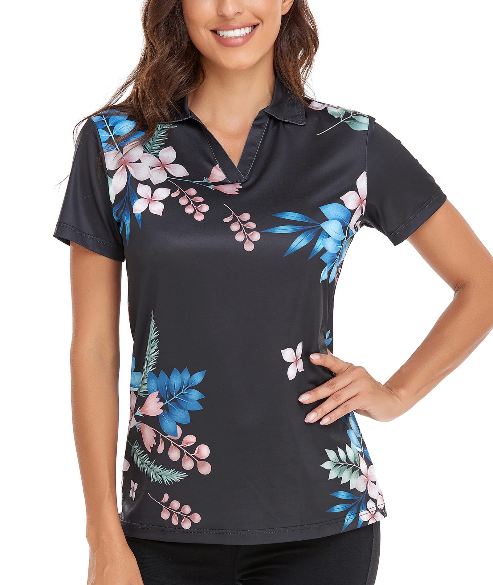Little Beauty Women's Golf Polo Shirt - Breathable Moisture-Wicking Short Sleeve Collared Athletic Top for Golf, Tennis & Outdoor Sports | Lightweight Performance Tee with Stylish Print