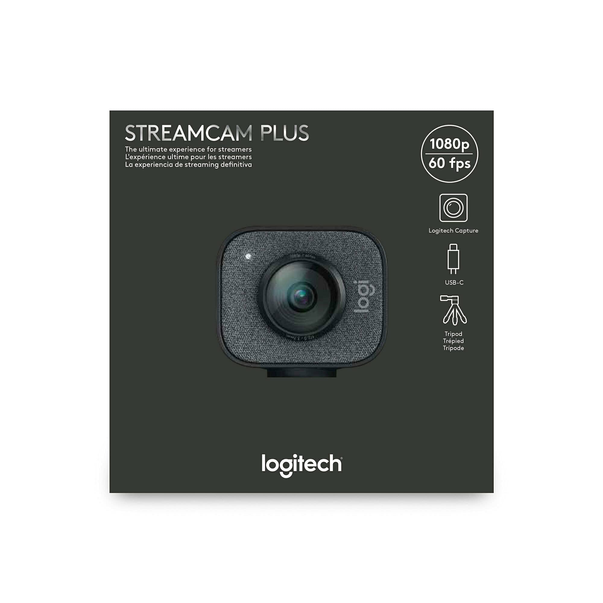 Logitech StreamCam Plus Full HD Webcam with Tripod Stand & Ring Light Bundle - 1080p 60fps Web Camera for Streaming, Video Calls, Gaming, YouTube (Graphite) - Perfect for Home Office, Online Classes, Zoom Meetings