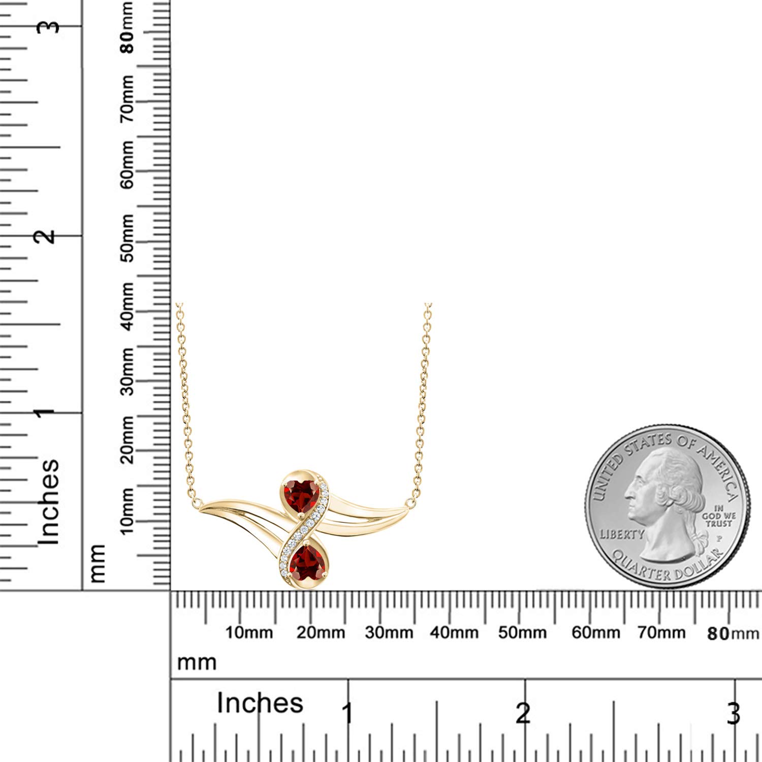 1.33 Ct Red Garnet & White Created Sapphire 18K Yellow Gold Plated Silver Necklace - Elegant Gemstone Jewelry for Women, Perfect for Weddings, Anniversaries & Special Occasions