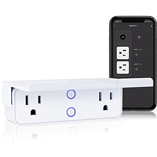 YEEWELL Smart Plugs with Outlet Shelf - WiFi & Bluetooth Compatible with Alexa, 2AC Electrical Socket Expander, Timer Function (21000W/10A), White Removable Shelf - Perfect for Home Automation, Smart Lighting & Appliance Control (2.4G WiFi Only)
