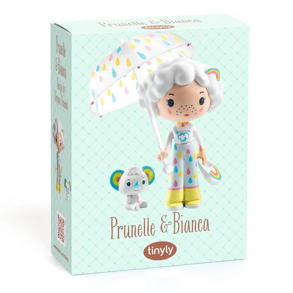 Prunelle & Bianca - Djeco Tinyly Wooden Dolls for Kids | Perfect for Pretend Play, Storytelling & Collecting