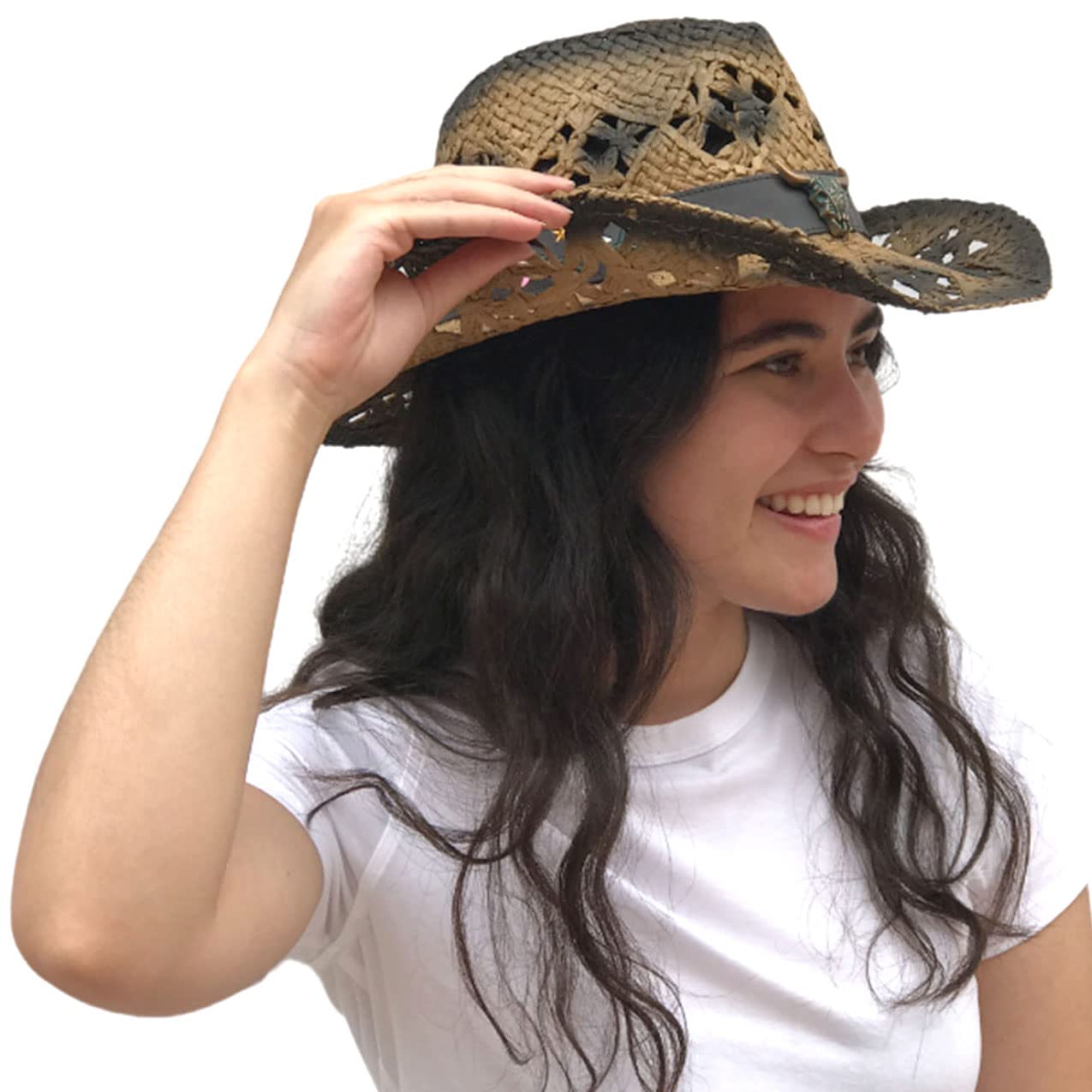 Stylish Straw Cowboy Hat for Men & Women - Classic Western Sun Hat with Wide Brim for Outdoor, Rodeo, and Country Events - Perfect for Summer, Beach, and Ranch Wear