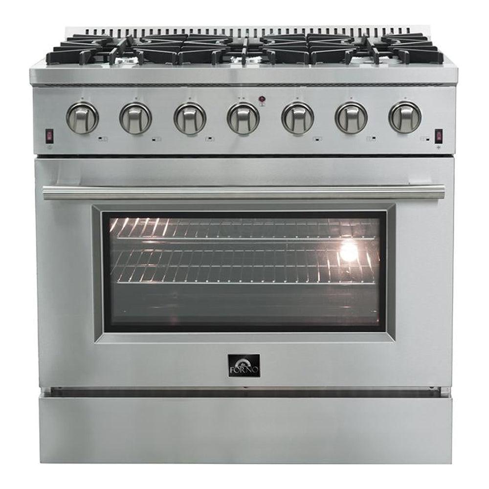 Forno Galiano Gold Professional 36-Inch 5.32 cu.ft Freestanding All Gas Range - FFSGS6244 36 | Premium Stainless Steel Gas Stove for Home Kitchen, Restaurant & Commercial Use