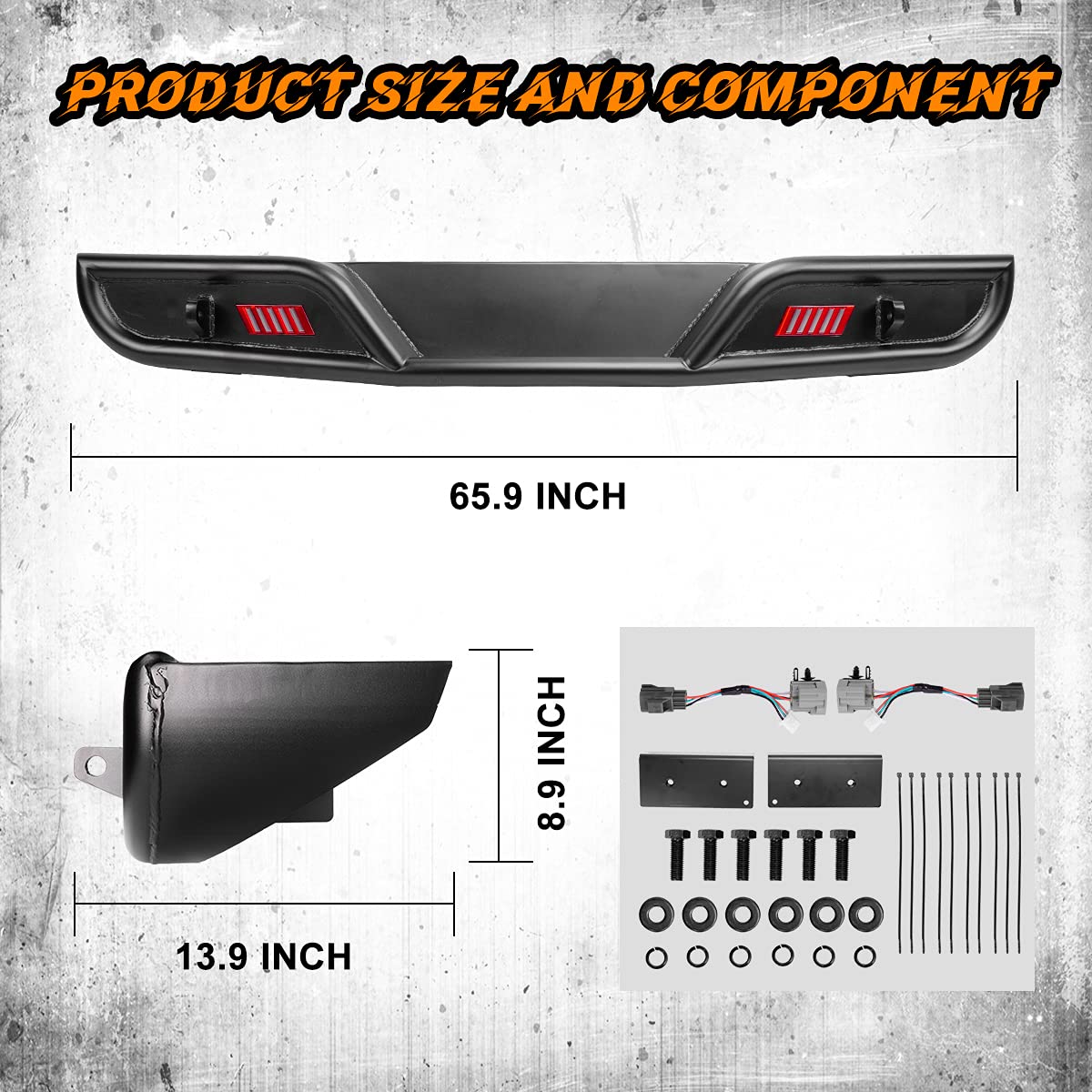 ROXX Full Width Rear Bumper for 2008-2017 Jeep Wrangler JK/JKU Unlimited - Heavy Duty Off-Road Bumper with 2 LED Position Lights & Hitch Receiver - Textured Black Rock Crawler Bumper - Perfect for Trail Riding, Overlanding & Off-Road Adventures