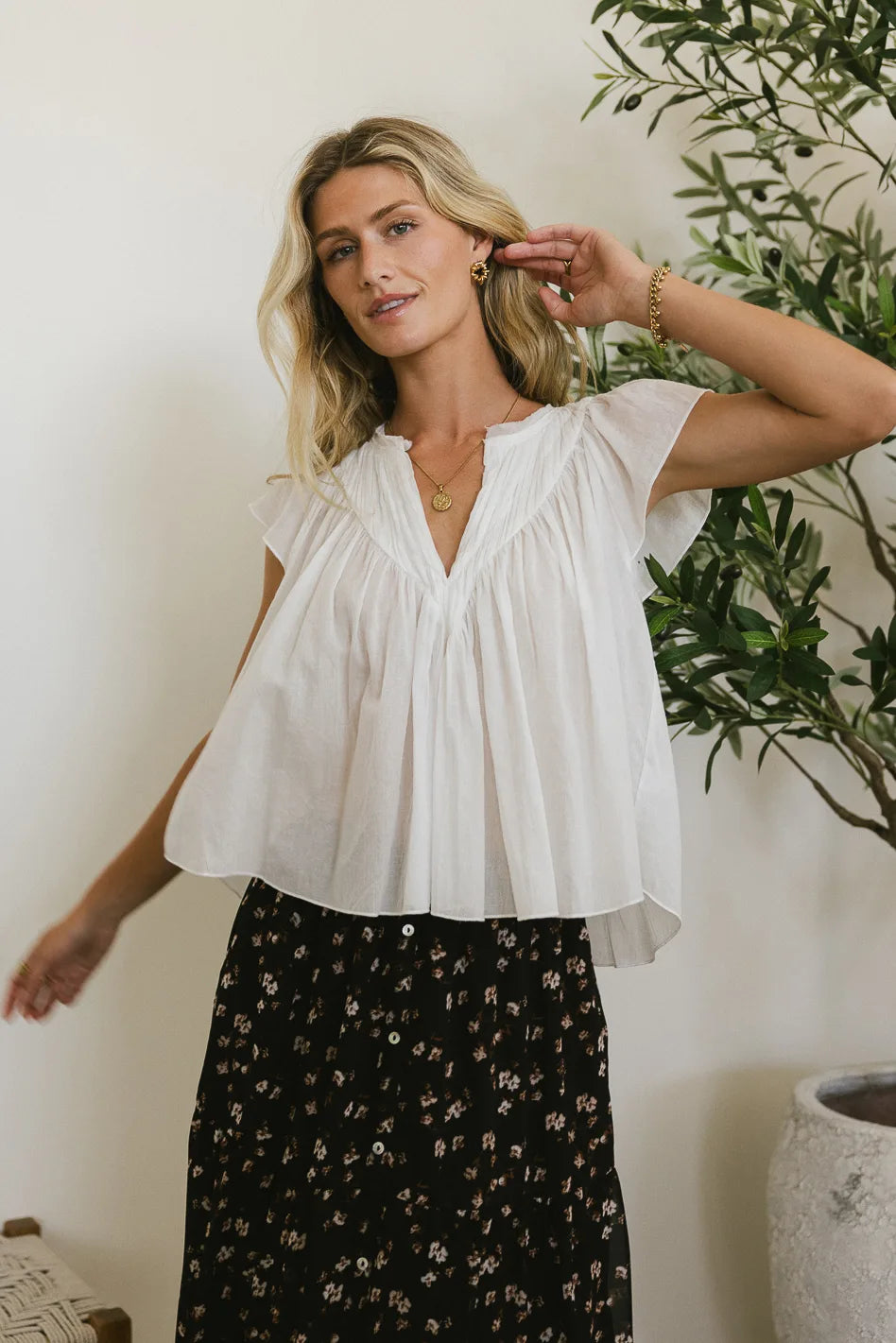 Ophelia Blouse Women's Elegant Floral Print Top | Final Sale | Perfect for Office Wear, Date Nights & Special Occasions