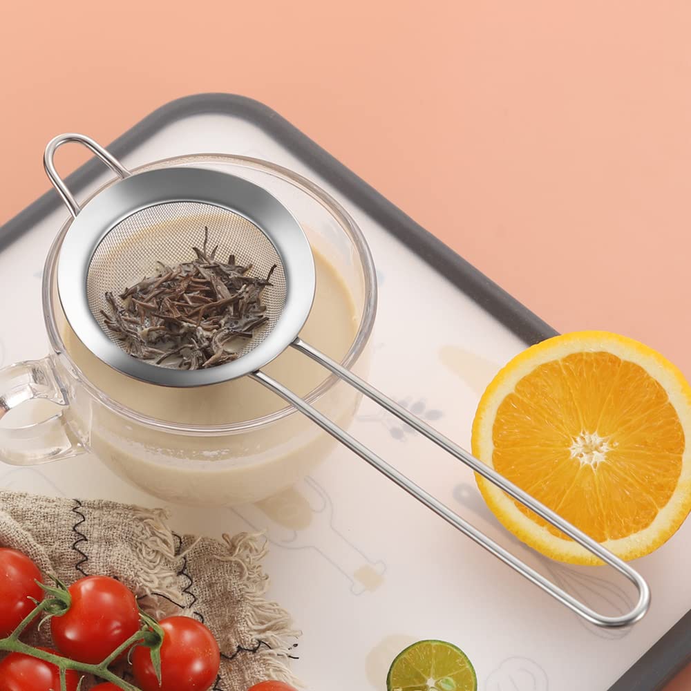 Premium 304 Stainless Steel 3.15 Inch Fine Mesh Strainer - Kitchen Colander & Skimmer with Ergonomic Handle - Perfect for Straining Tea, Rice, Pasta, Fruits & Vegetables - Ideal for Cooking, Baking, Brewing & Food Prep